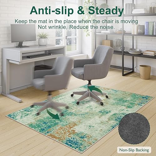 Miniatura 11 de Anidaroel Tapete abstracto para silla de oficina de 36 x 48 pulgadas para suelo de madera, tapete antideslizante para silla de escritorio de madera