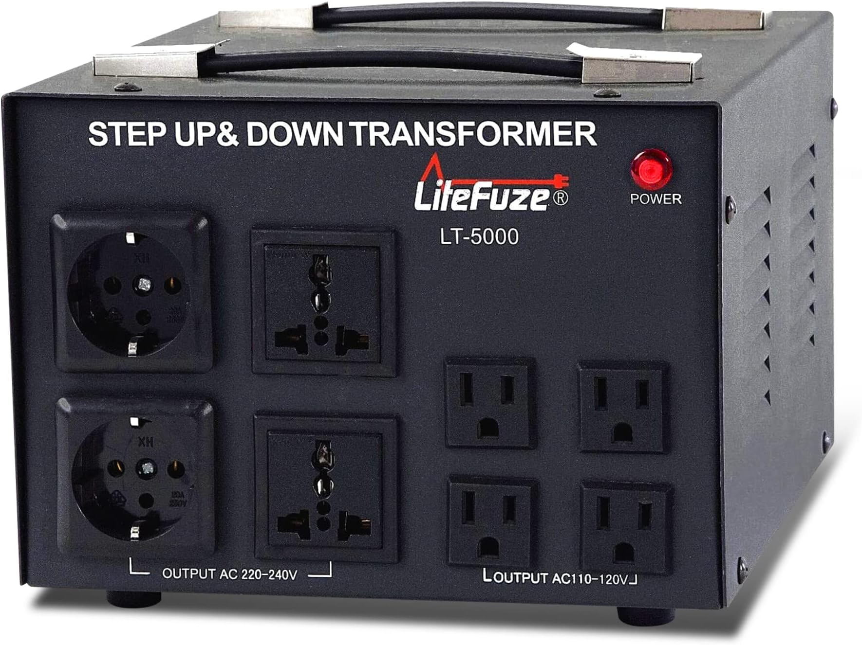 LiteFuze LT Series 5000 Watt Voltage Converter Transformer Step Up/Down - 110v to 220v / 220v to 110v Power Converter - Fully Grounded Cord - Universal Socket, CE Certified [5-Years Warranty]