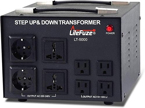 Miniatura 4 de LiteFuze Transformador de voltaje de 5000 vatios elevador hacia arribaabajo - Convertidor de potencia de 110 V a 220 V220 V a 110 V - Cable