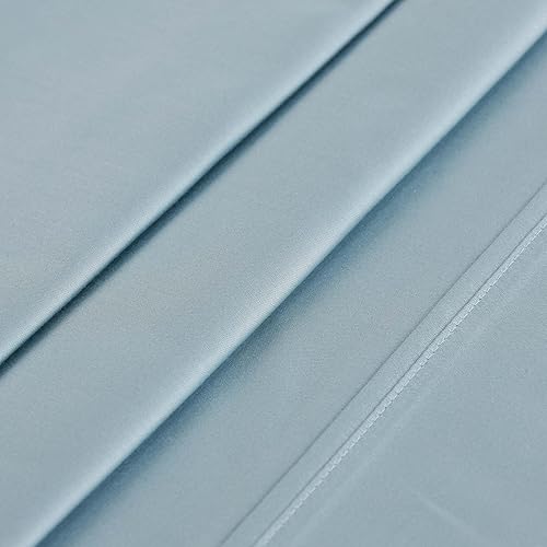 Miniatura 3 de SUPERIOR Juego de sábanas de 400 hilos transpirable, 100% algodón egipcio, bolsillo profundo, tamaño King, color azul claro