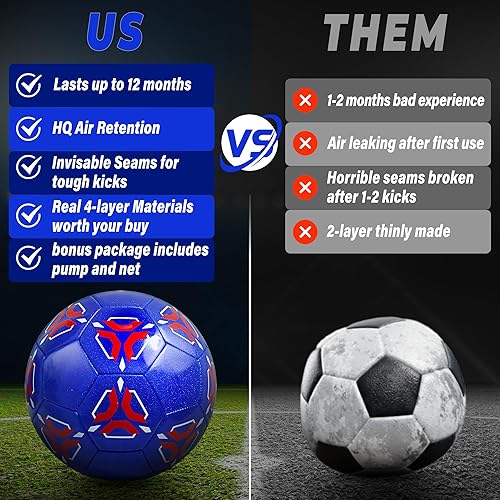 Miniatura 4 de Balones de fútbol tamaño 4, pelota de poliuretano termoplástico de cuero duradero para niños de 8 a 12 años, adolescentes, jóvenes, principiantes,