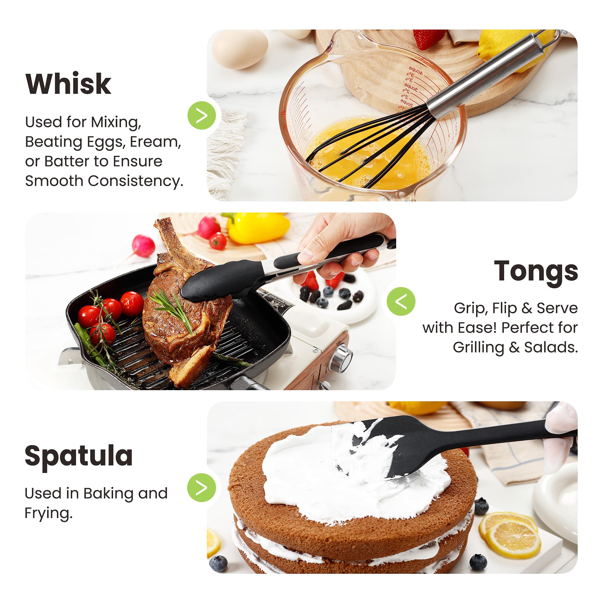 Juego de utensilios de cocina grandes, juego de 35 espátulas con soporte, juego de utensilios de cocina de silicona con mango de acero inoxidable, rallador de queso, tijeras, cuchara de helado,