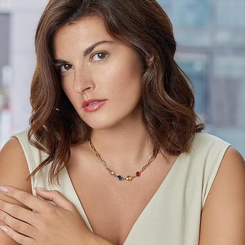 Miniatura 3 de Collar con clip de papel de piedra natal para mujer, mamá, hasta 7 piedras de nacimiento, collares personalizados personalizados en chapado en oro