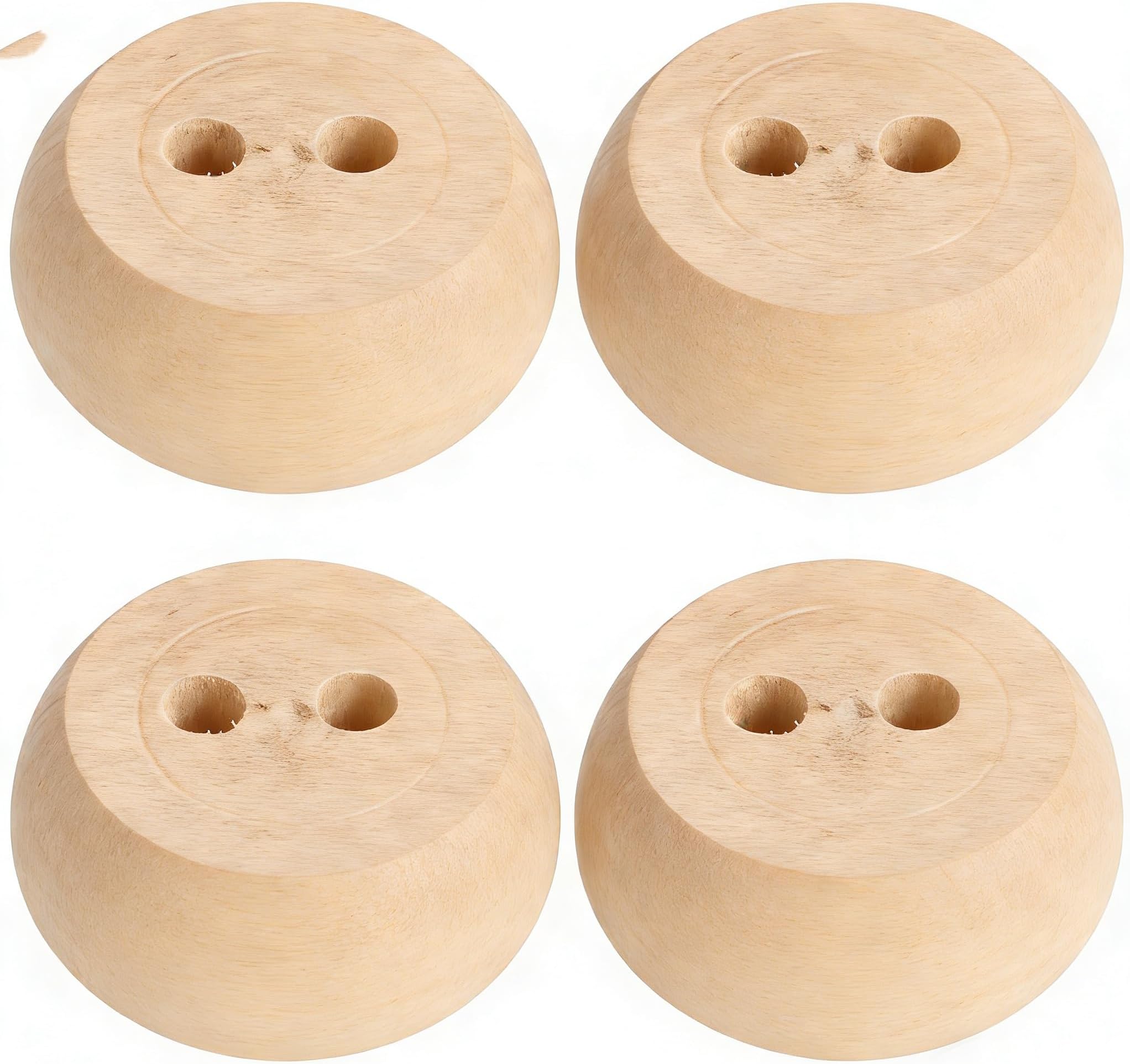 4PCS Black Wooden Round Furniture Bun Feet 2" Tall Replacement Solid Wood Furniture Legs Dresser Legs Sofa Cabinet Couch Replacement Legs (unpainted)