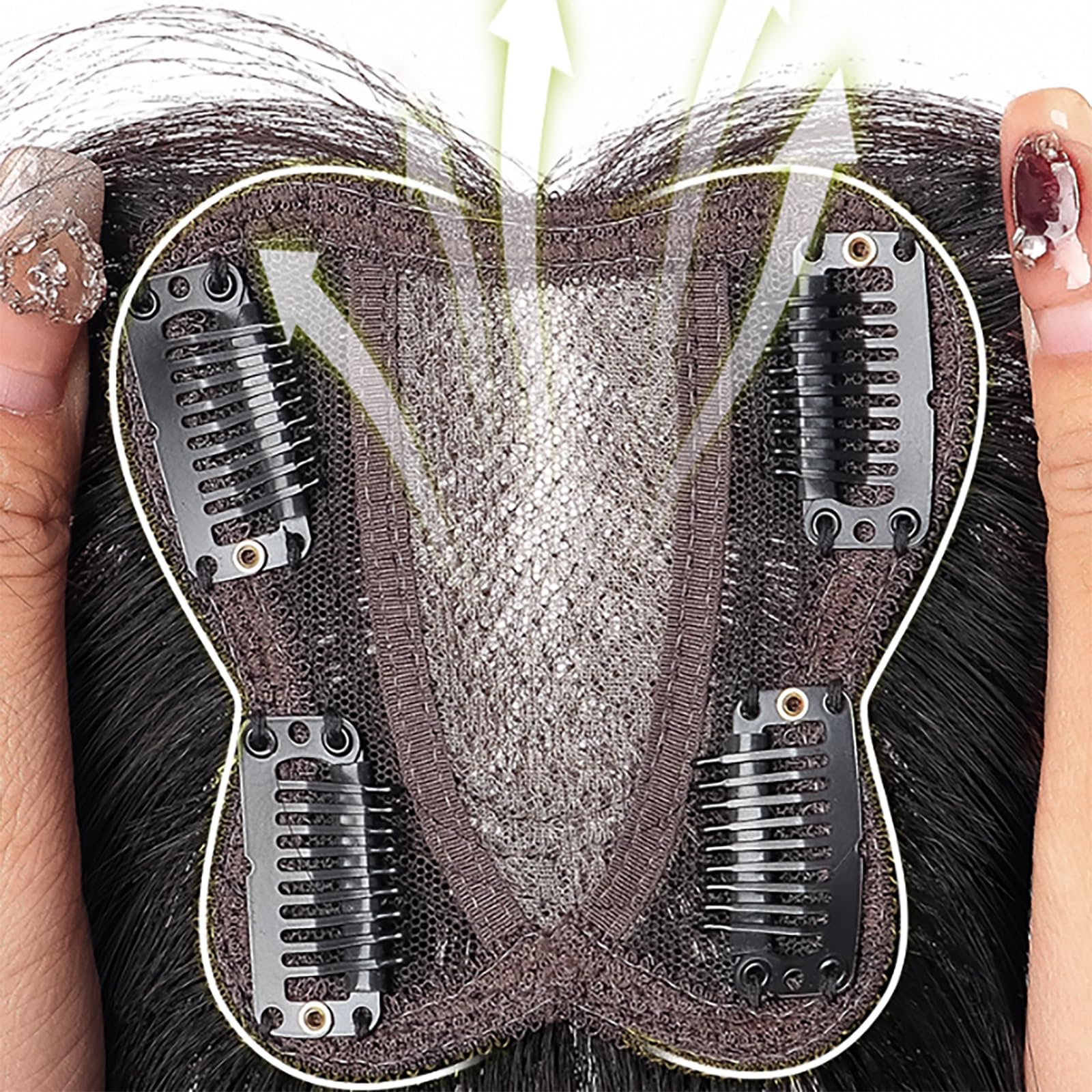 Pony Haaraufsätze for Frauen Mit Schütterem Haar 100 % Echte Echthaarteile, 11*11cm Seidenbasis-Clip-in-Top-Toupet, 10-Zoll Natürliches Schwarz Haarverlängerungen Gegen Haarausfall/weißes Haar