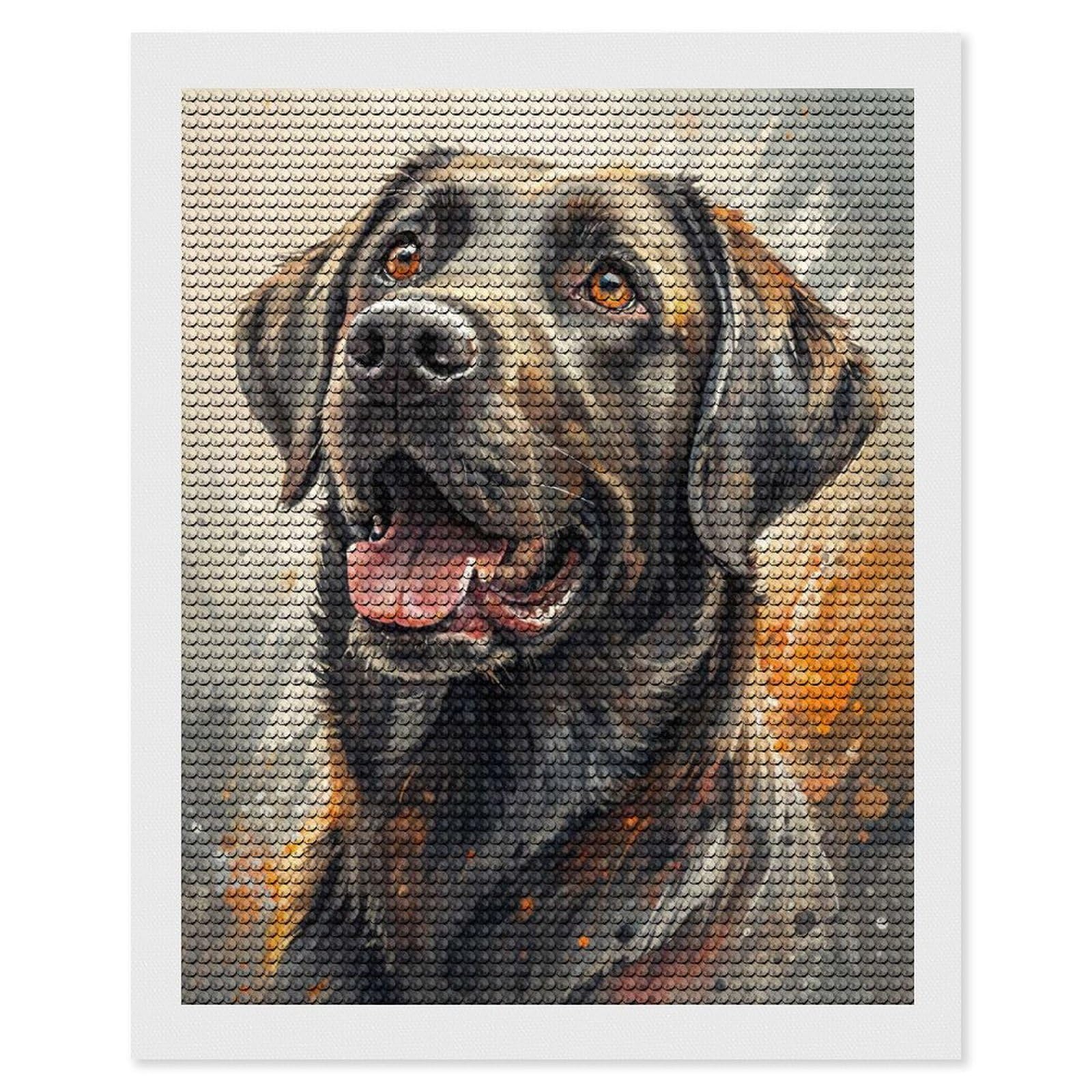 Junmoney Watercolor Portrait of A Labrador Retriever Diamond Art Kit 16"x20", for Beginners, Vintage Style Decor, Good for Quiet Evenings, Festive Craft Gift