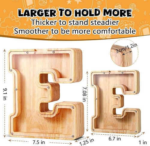 Miniatura 2 de UBeesize Alcancías grandes con letras del alfabeto inglés de veintiséis para niños y niñas, caja de dinero, banco de billetes y monedas, regalo de