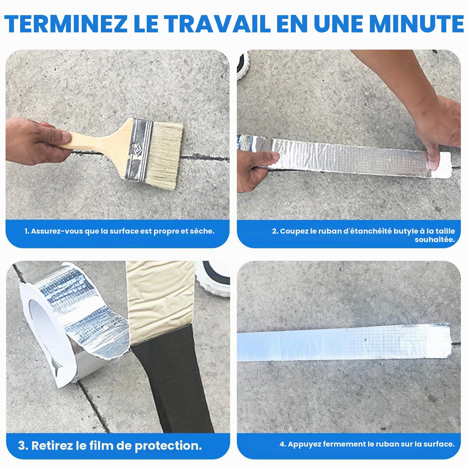 Ruban d'étanchéité en butyle 5 cm x 5 m Argenté