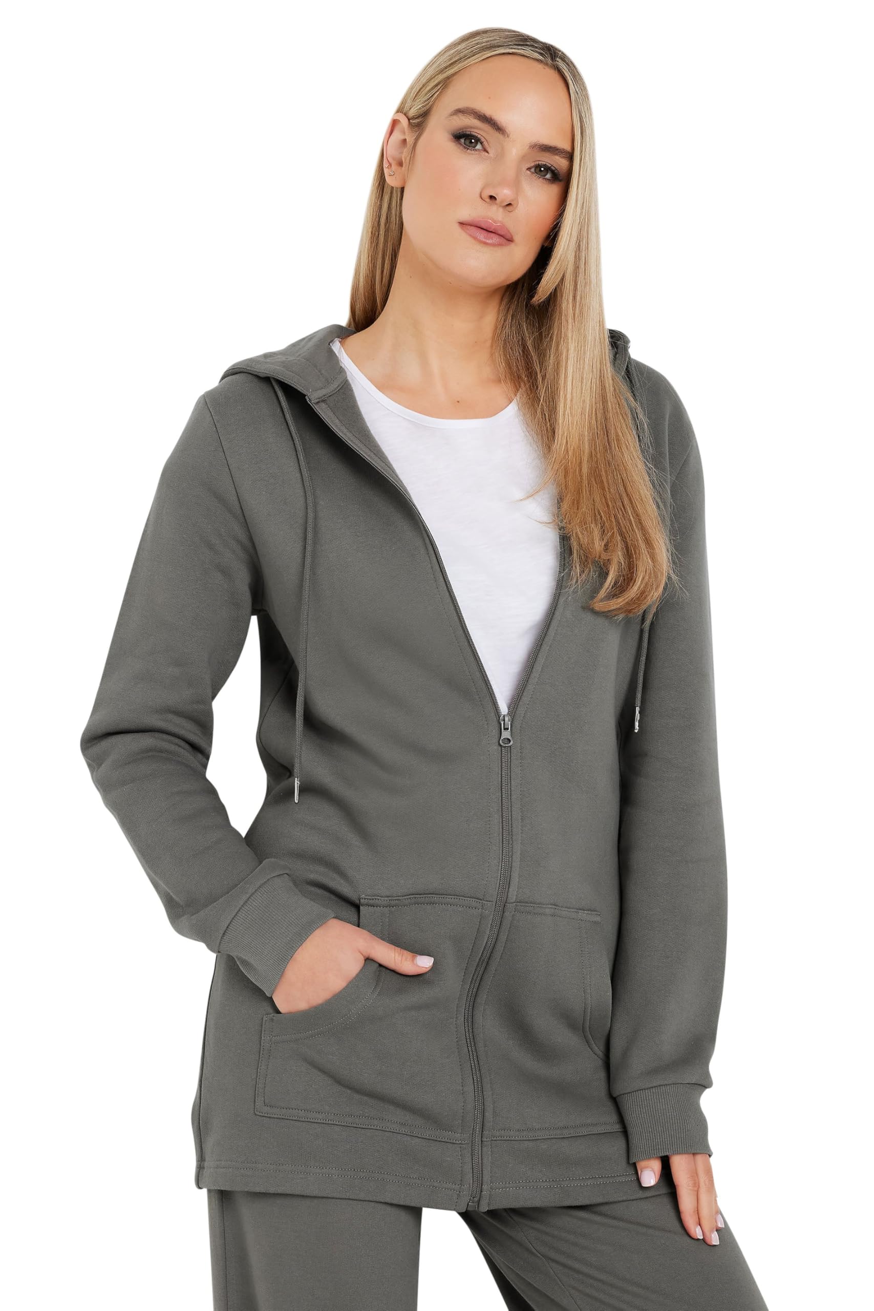 Long Tall Sally Women's Grey - Lts Tall Cotton Longline Hoodie Size 20