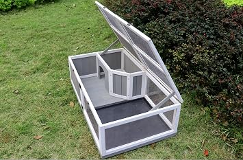 CIATRE Tortoise Habitat Wooden Tortoise House Tray Indoor Turtle Enclosure for Small Animals Outdoor Wooden Reptile Cage with PVC Trays, Acrylic Enclosure, 2-Room Design, Safe and Durable Construction