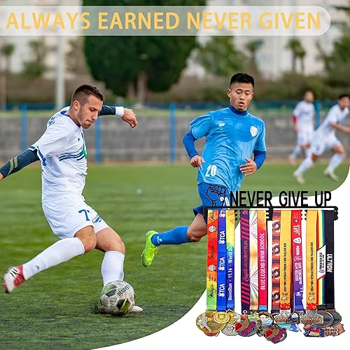 Vista 42 de Goutoports Estante de exhibición para colgar medallas, organizador personalizado de cinta de premios para corredores de carreras deportivas, placas