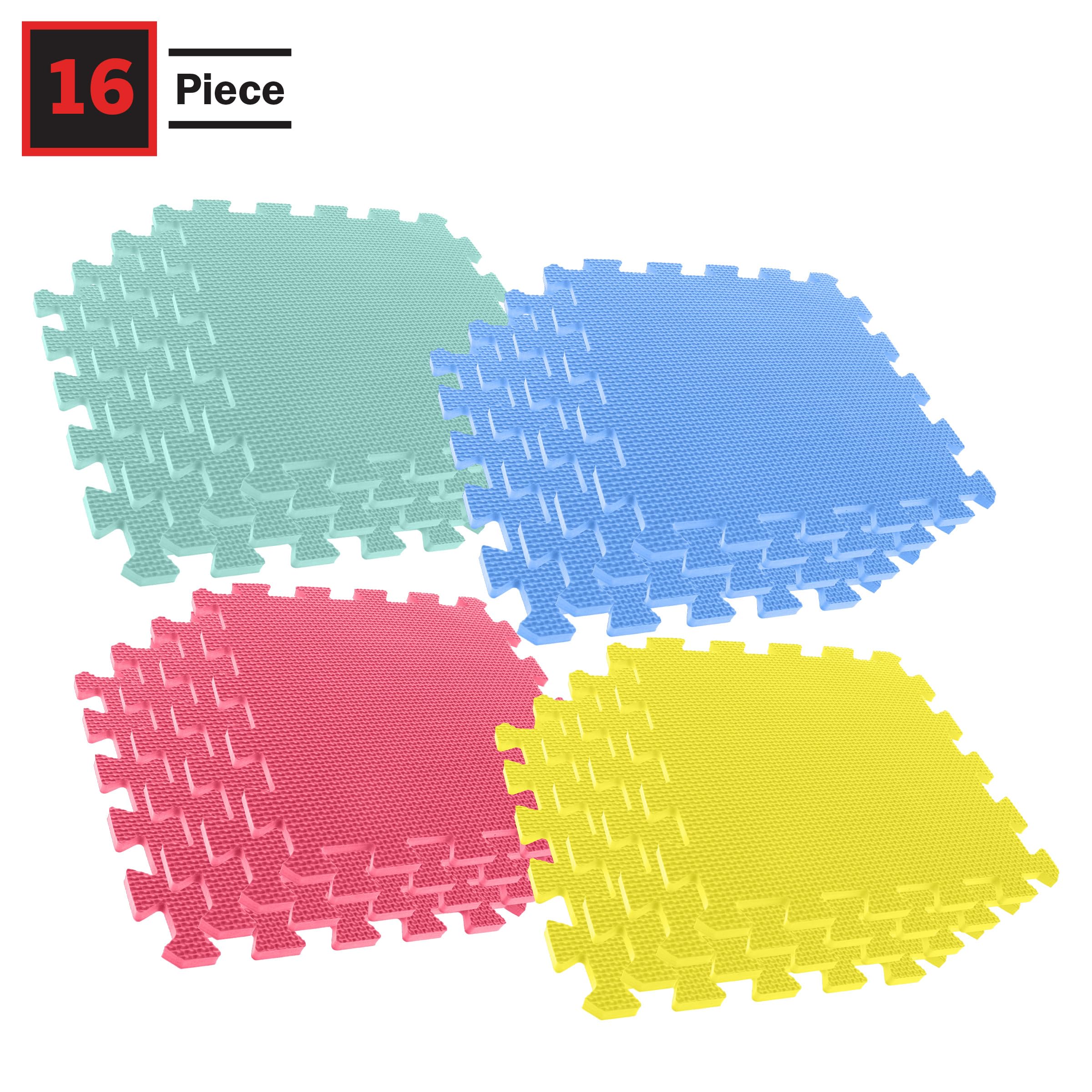 Stalwart - Tapetes entrelazados, 16 piezas, no tóxicas, para ejercicios o juegos para niños pequeños, bebés o niños, acolchado de espuma para gimnasio en casa (multicolor)