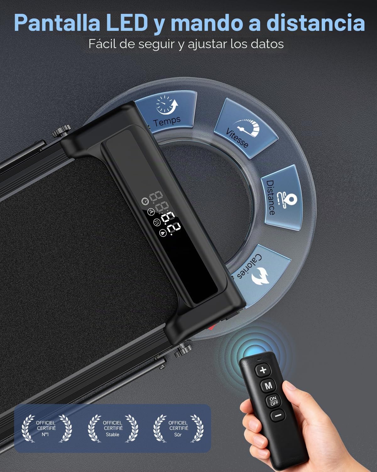 HomeFitnessCode Cinta de correr plegable con pendiente, 3HP Cinta de correr eléctrica para el hogar, 1-10km/h, 3-IN-1 Cintas de correr de escritorio con control remoto y pantalla LED, capacidad de 130