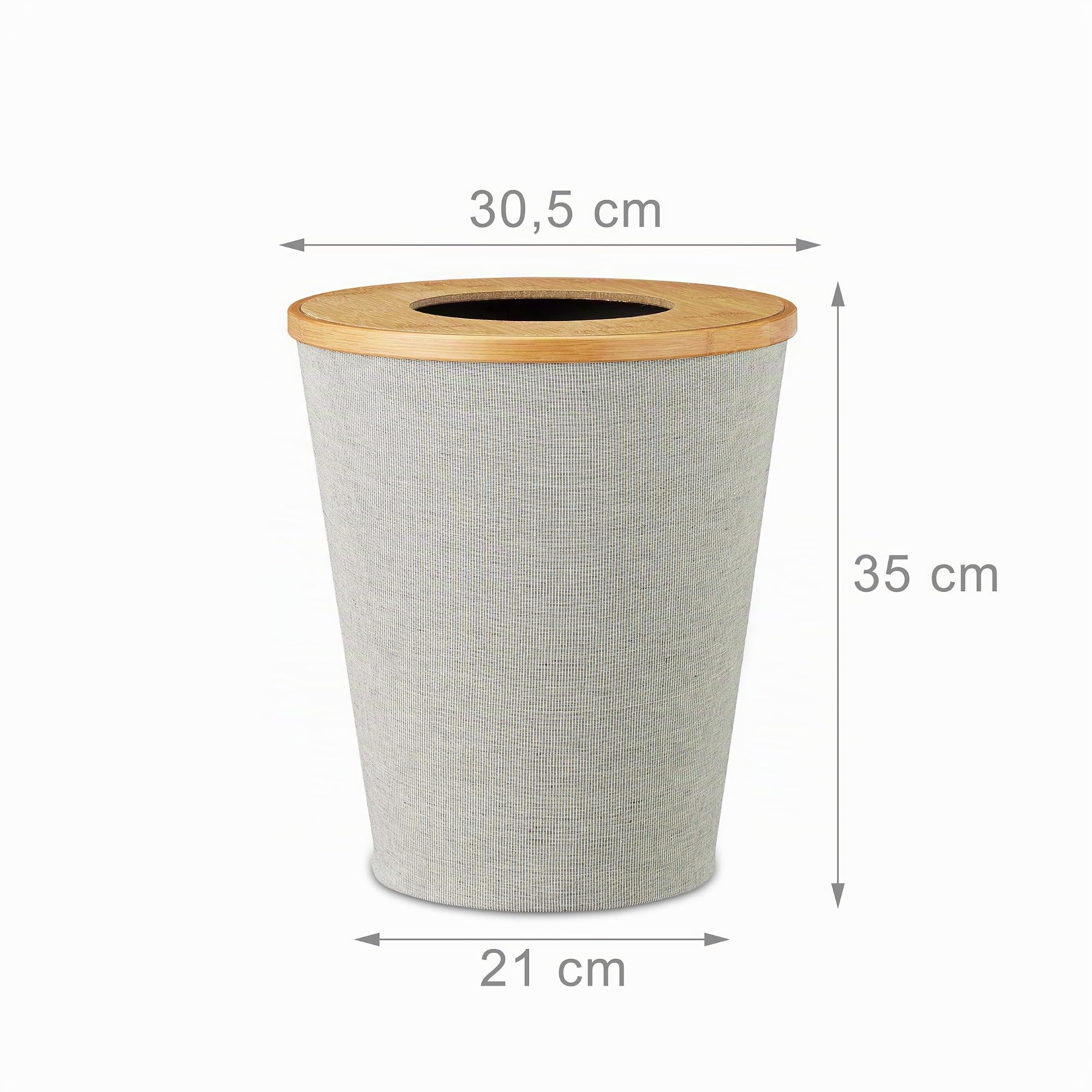 Relaxdays Papierkorb Bambus, natur/grau