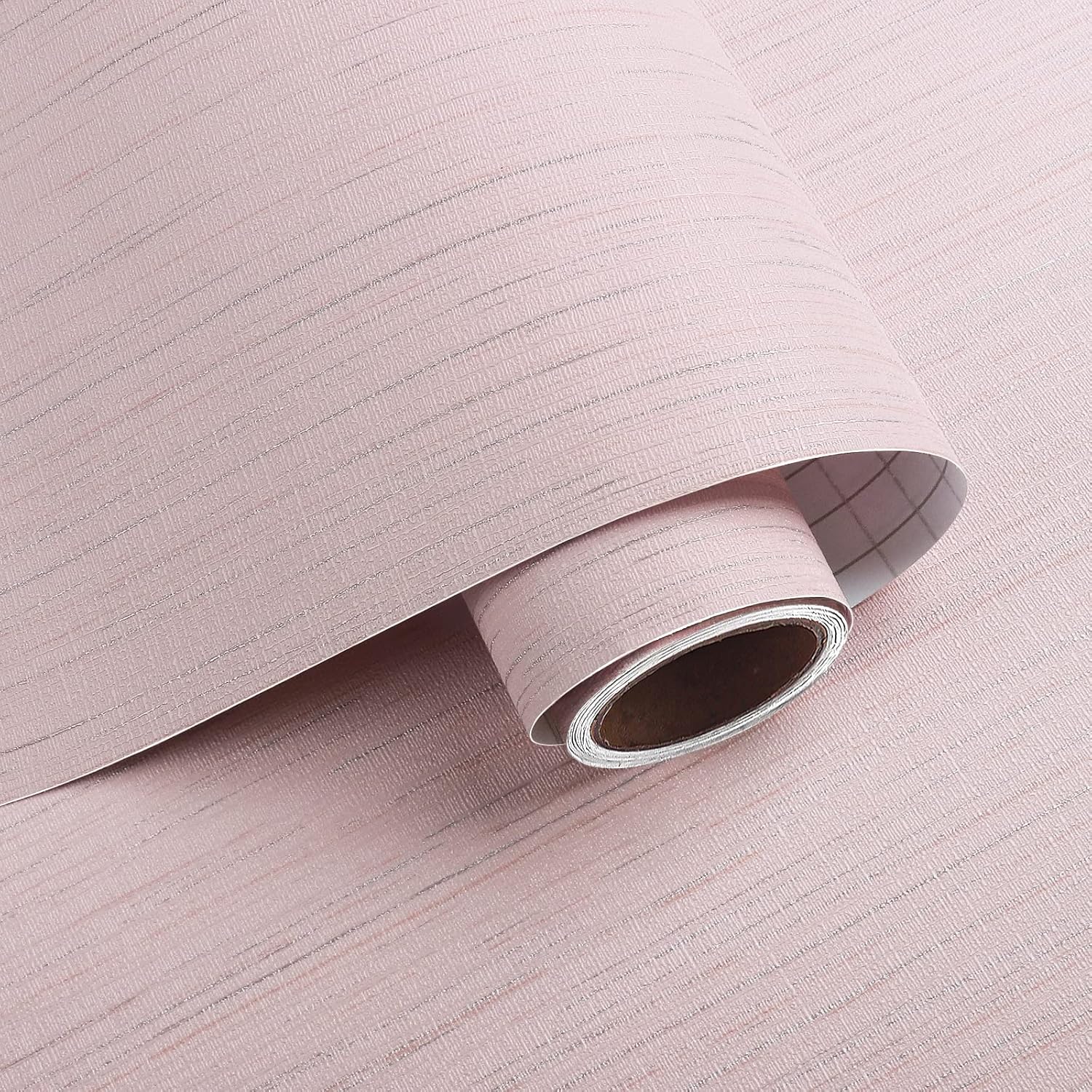 VaryPaper 32''x354'' Large Size Pink Grasscloth Wallpaper Peel and Stick Textured Pink Contact Paper for Walls Removable Self Adhesive Grass Cloth Wall Paper Waterproof Fabric Wallpaper for Bedroom