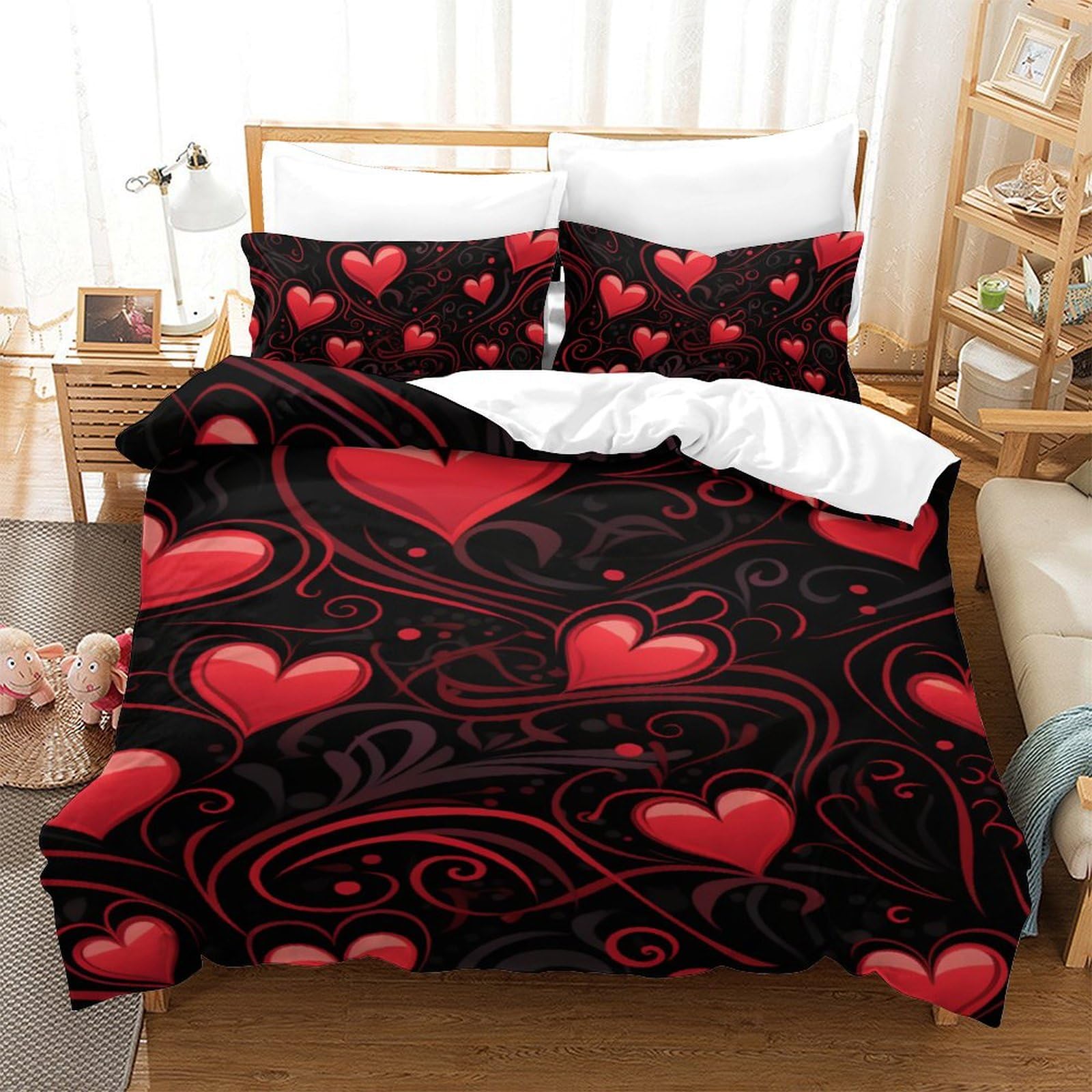 Housse de couette 3D douce et facile d'entretien parure de lit 140x200 cm avec zip