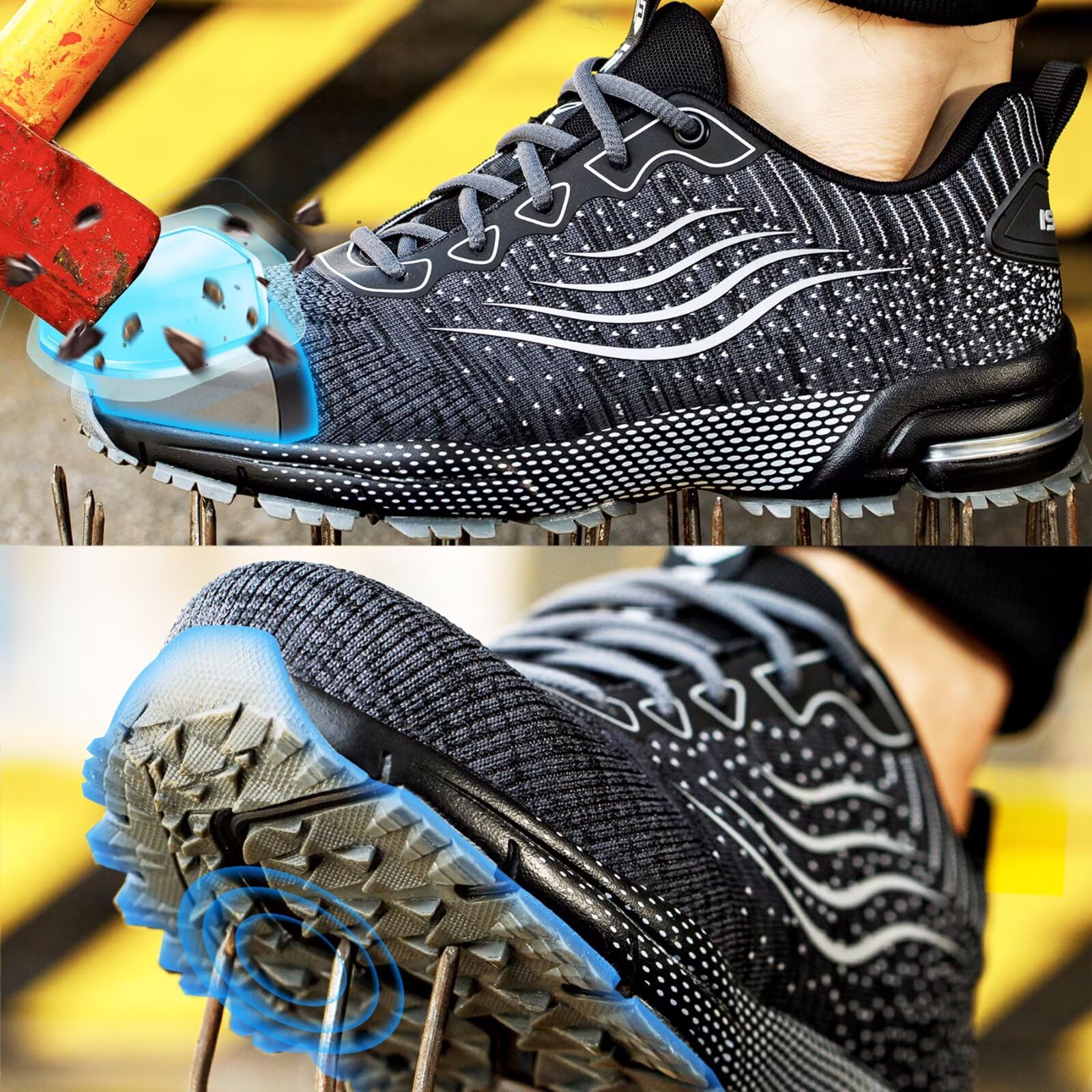 Scarpe Antinfortunistiche Uomo Scarpe da Lavoro Donna Leggere con Punta in Acciaio Traspiranti Scarpe Sicurezza Comode