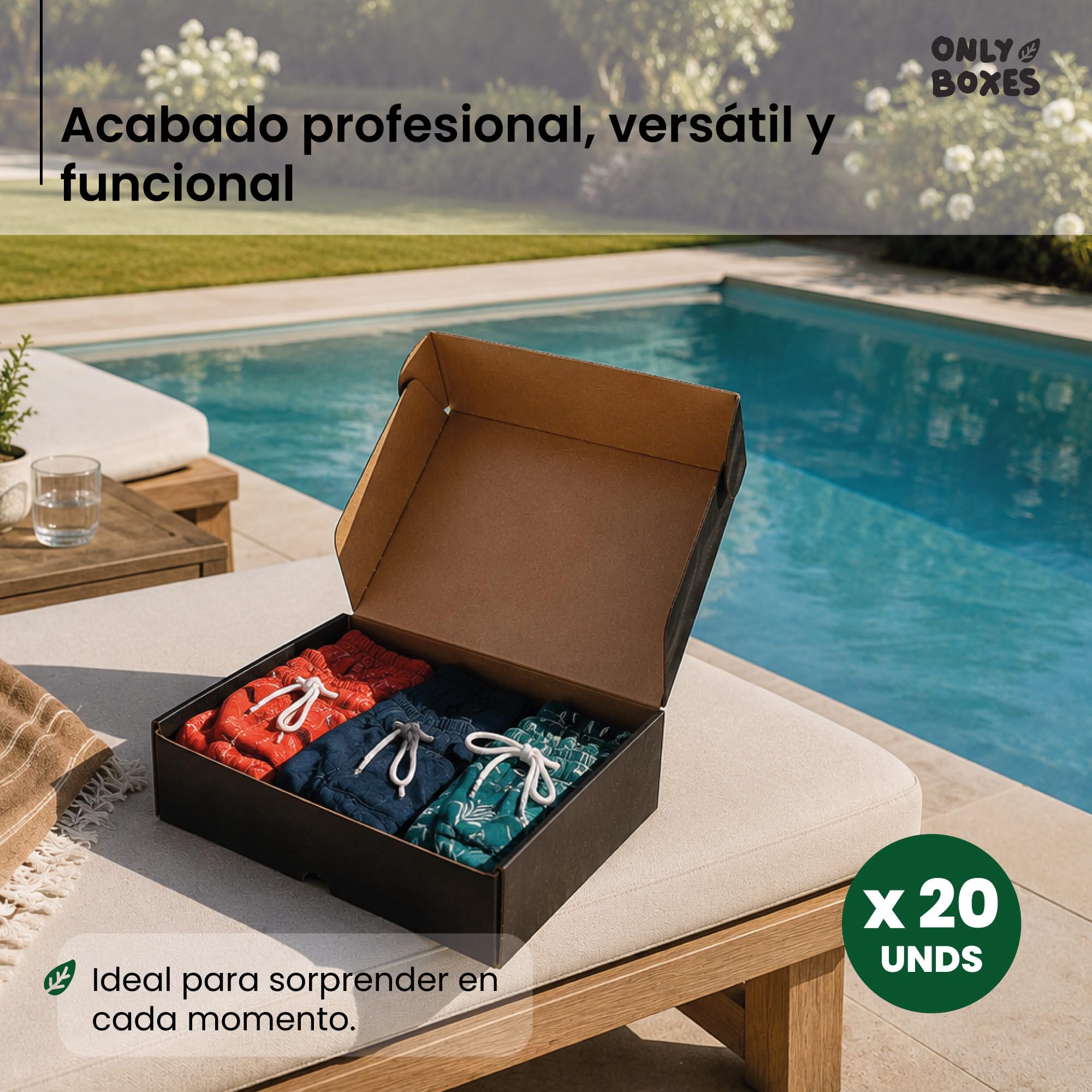 Caja De Cartón Negra Automontable, Pack 20,Tamaño 30x22x8 cm | Ideales para envío postal o regalo, cajas resistentes y prácticas.