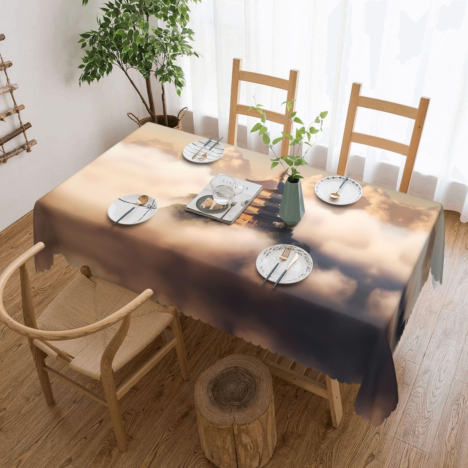 HLBSDM Castles in Spain Square Lace Tablecloth, 54x72 Inch Restaurant Decorative Tablecloth, Party Banquet Indoor and Outdoor Universal Tablecloth