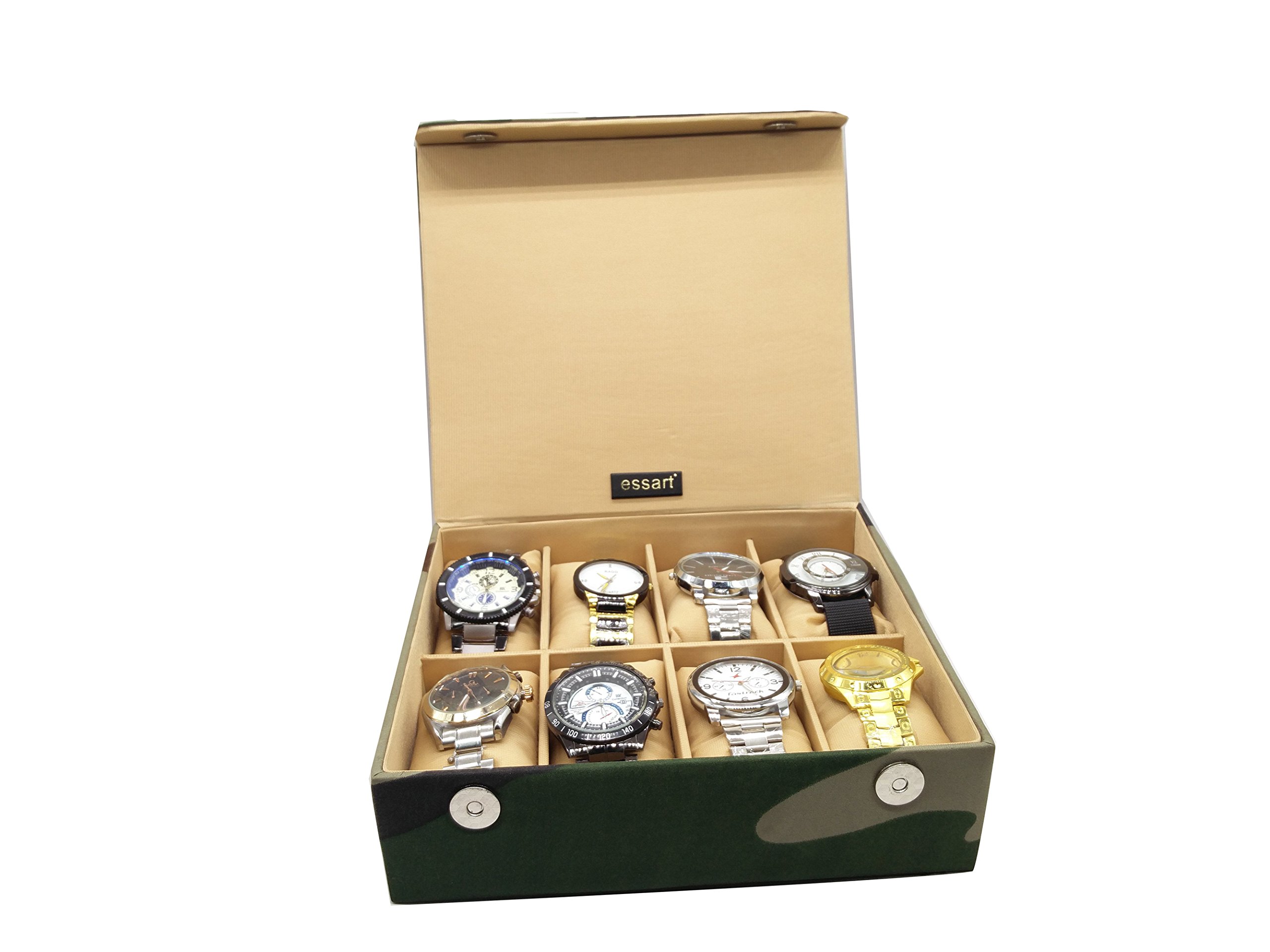essart (Sarvika Faux Leather Military print watch box for 8 watches, removable cushions, opaque feature, magnetic closure - Green (B074P3QXZC) Amazon Price History, Amazon Price Tracker