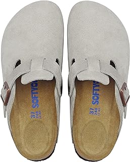SOFTYOHO Clogs for Women Men, Mules with Arch Support and Adjustable Buckle, Suede Leather Cork Footbed Potato Shoes