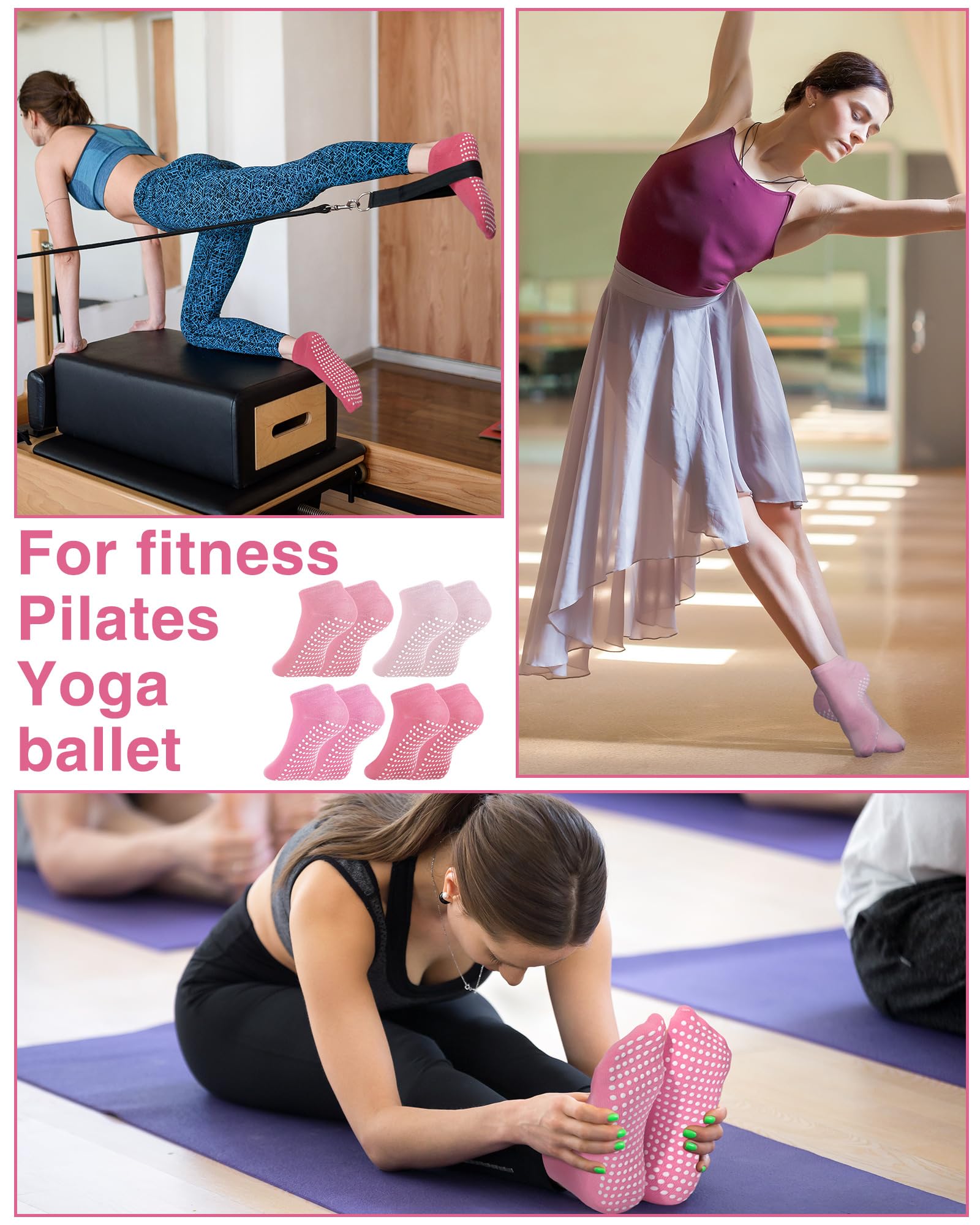 Chuarry 60 pares de calcetines de yoga de algodón antideslizantes para mujeres mayores, hospitales, pilates, ballet