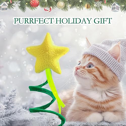Miniatura 3 de PAWISE Juguetes de Navidad para gatos, juguete interactivo para gatos, juguete de peluche para gatos con placa de resorte en espiral, juguetes para