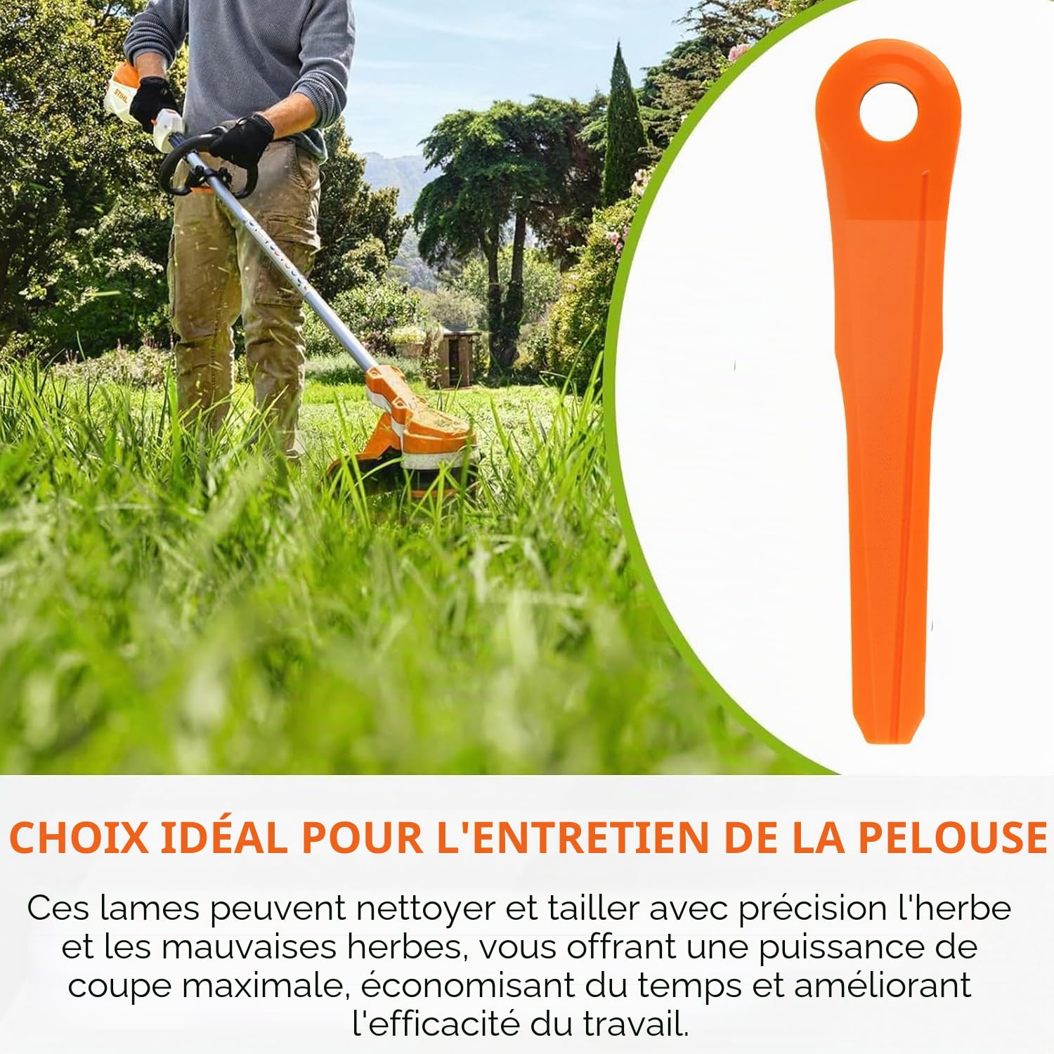 Lot de 40 lames en plastique 4002 007 1000 pour Stihl PolyCut 6-2, 6-3, 7-3, 28-2, 48-2, 27-3, 47-3, lames de rechange pour tondeuse Stihl PolyCut