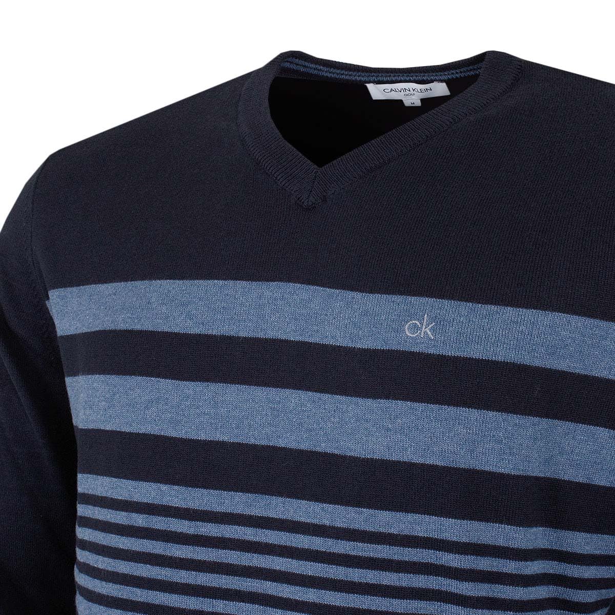 Calvin Klein para Hombre Rendimiento con Cuello en V Suéter de Rayas de Pecho
