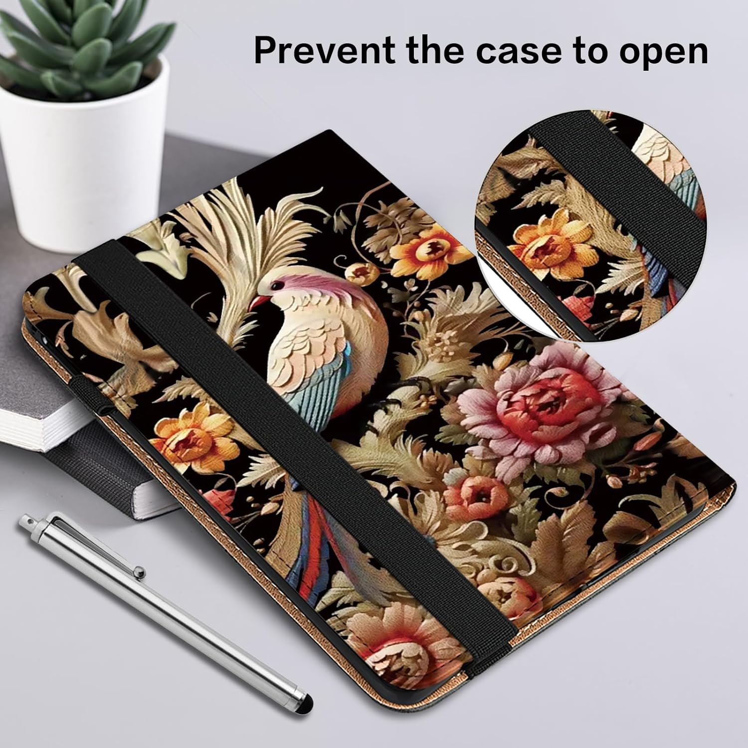 Case for Samsung Galaxy Tab A11 + Plus/A9 + Plus 5G 11 Inch 2025/2023, PU Leather Multi-Angle Smart Stand Pocket Tablet Cover with Card Slots - Flower Birds