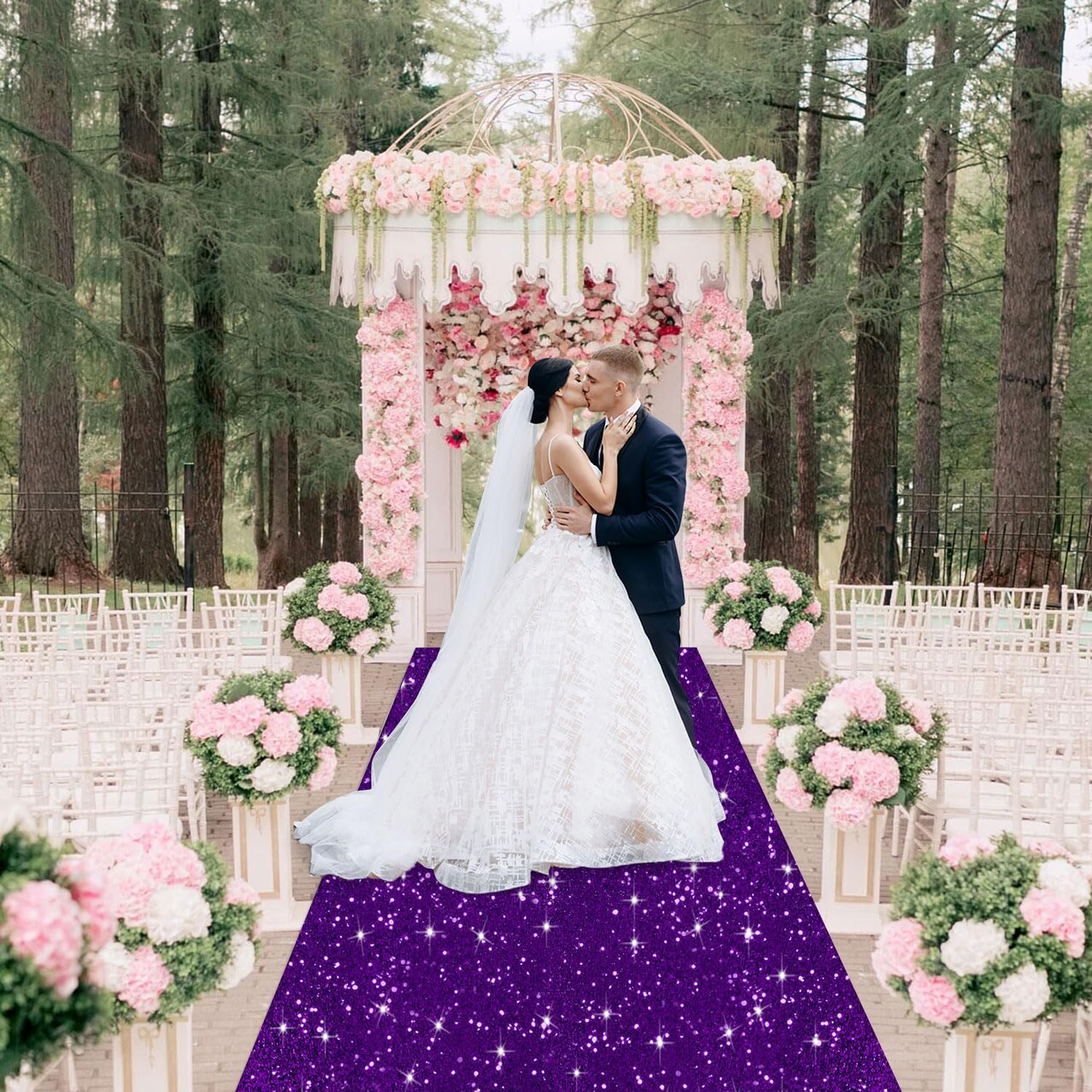 Purple Aisle Runner Rug Sequin Wedding Aisle Runners for Indoors 4FTx15FT Glitter Hallway Carpet Runner for Party Bridal Runner for Aisle Indoor Outdoor Wedding Runway Carpet for Grass