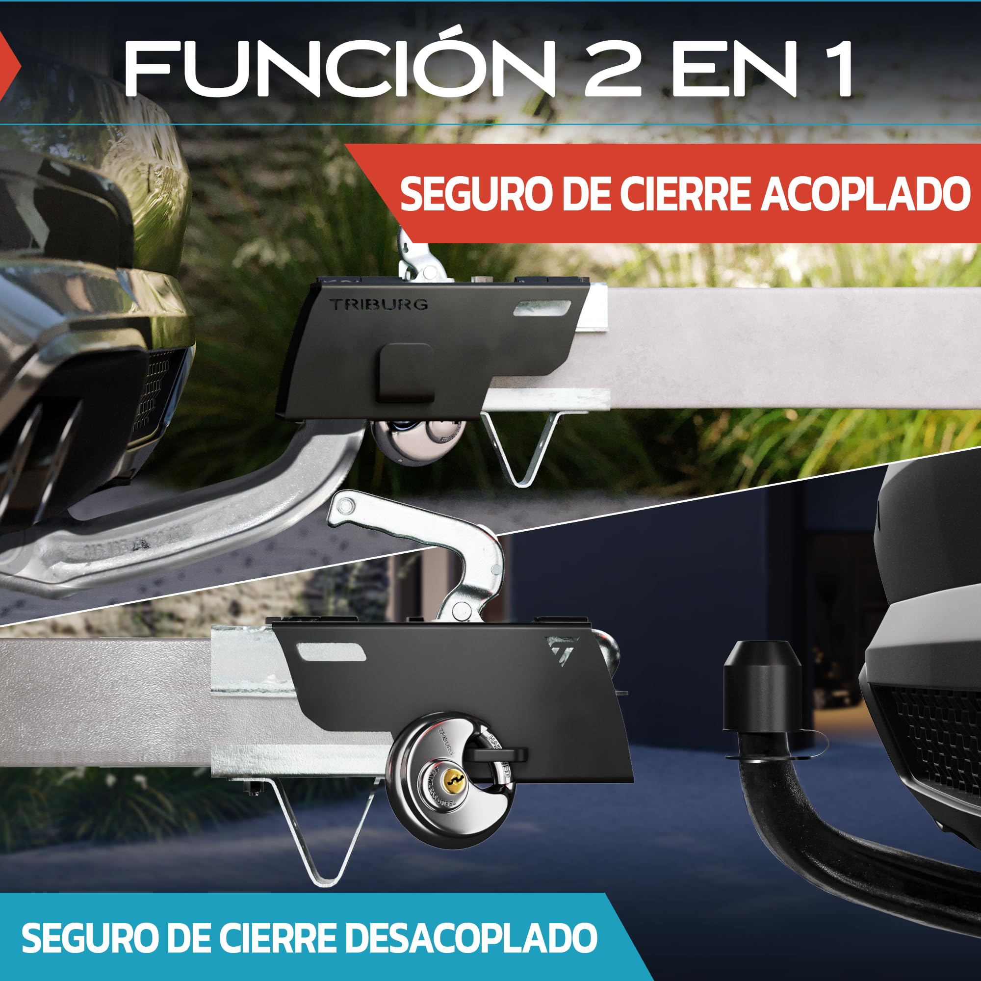TRIBURG Candado para Remolque con Cerradura Redonda. Atención: para acoplamientos de hasta máx. 7 cm de Altura x 9 cm de Ancho. Seguridad para remolques desacoplados. Candado de Barra de tracción