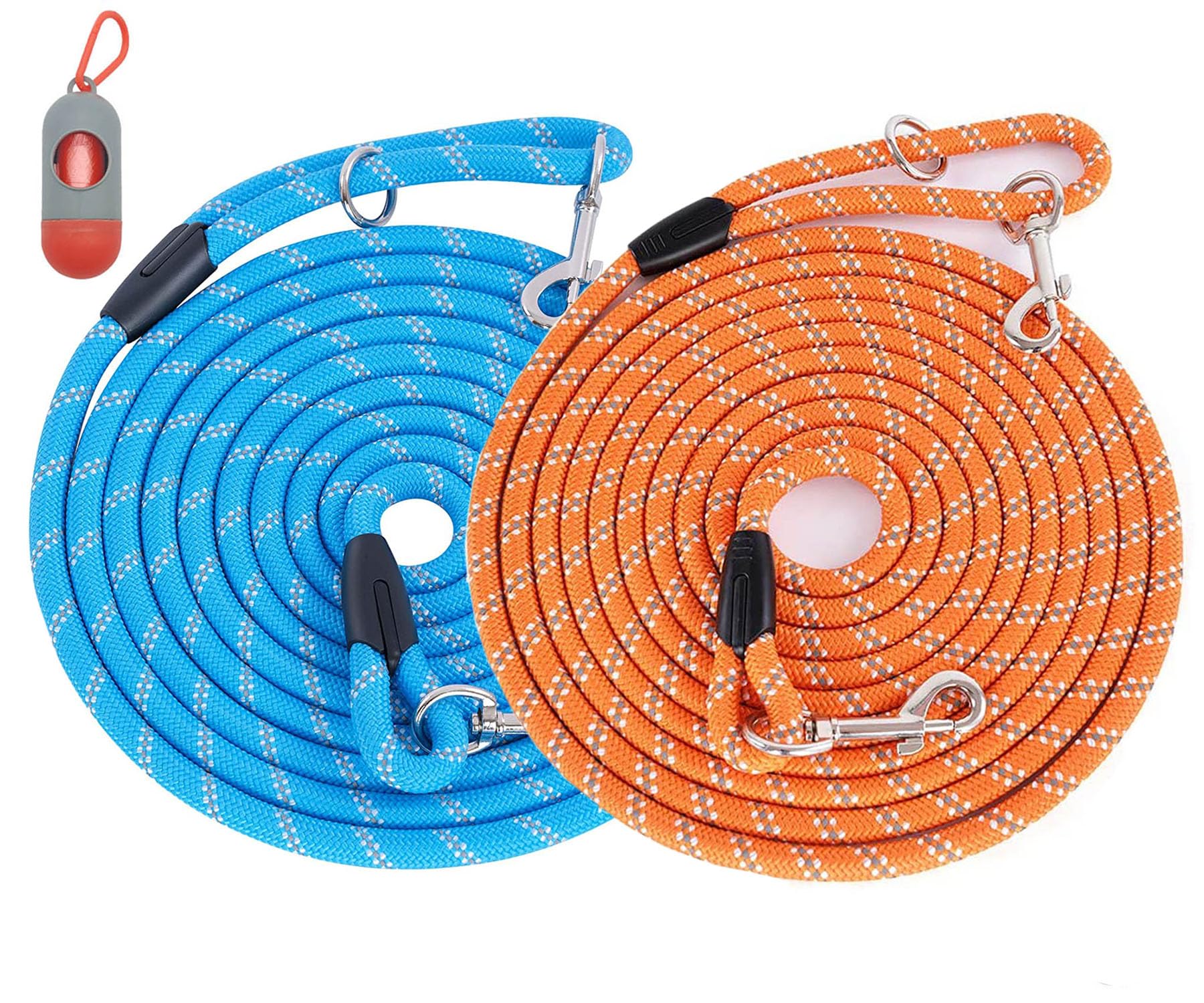 (2 Pack) Long Dog Leash for Dog Training 15FT/30FT/50FT, Dog Rope with Reflective Thread for Large Medium Small Dogs, Dog Tie-Out Cable Lead for