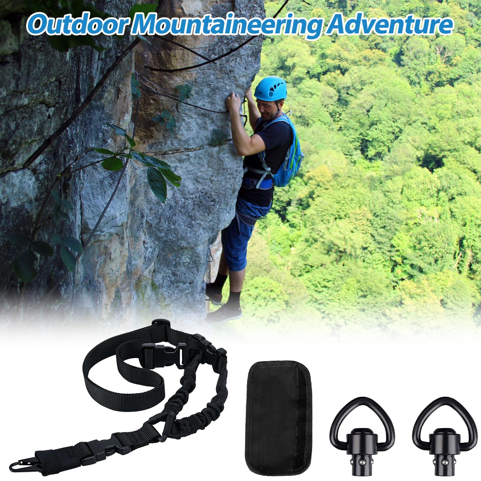 Correa Tactica 1 Punto Sling Airsoft Ajustable Eslinga Rifle Nylon Correa Táctica de Un Puntos con Gancho de Metal Hombrera Antideslizante y 2 QD Sling Swivel para Deportes al Aire Libre Caza
