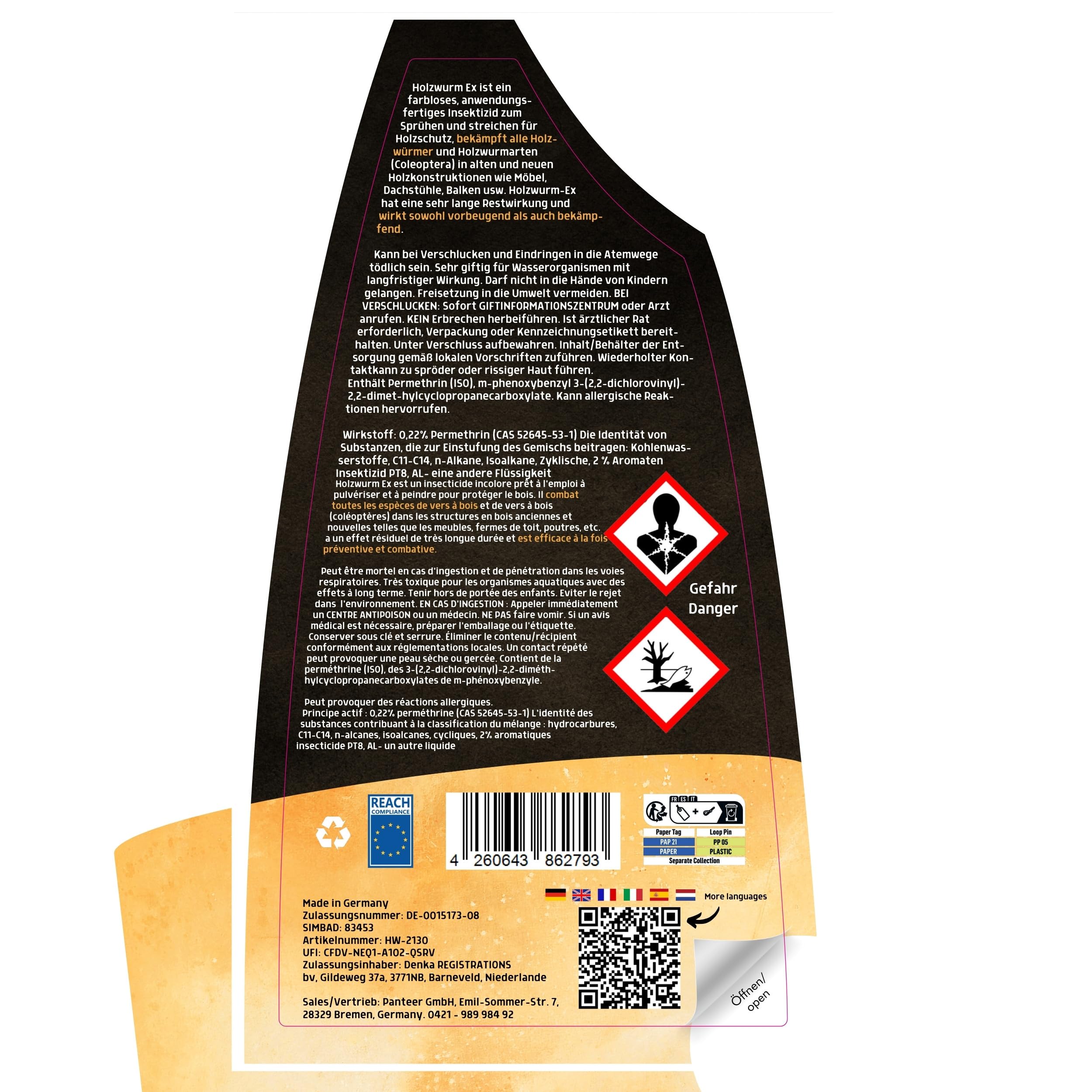 Woodworm Death Spray 500ml - Professionnel - Lutte Contre les Vers à Bois - Agent de Protection du Bois - Woodworm Ex
