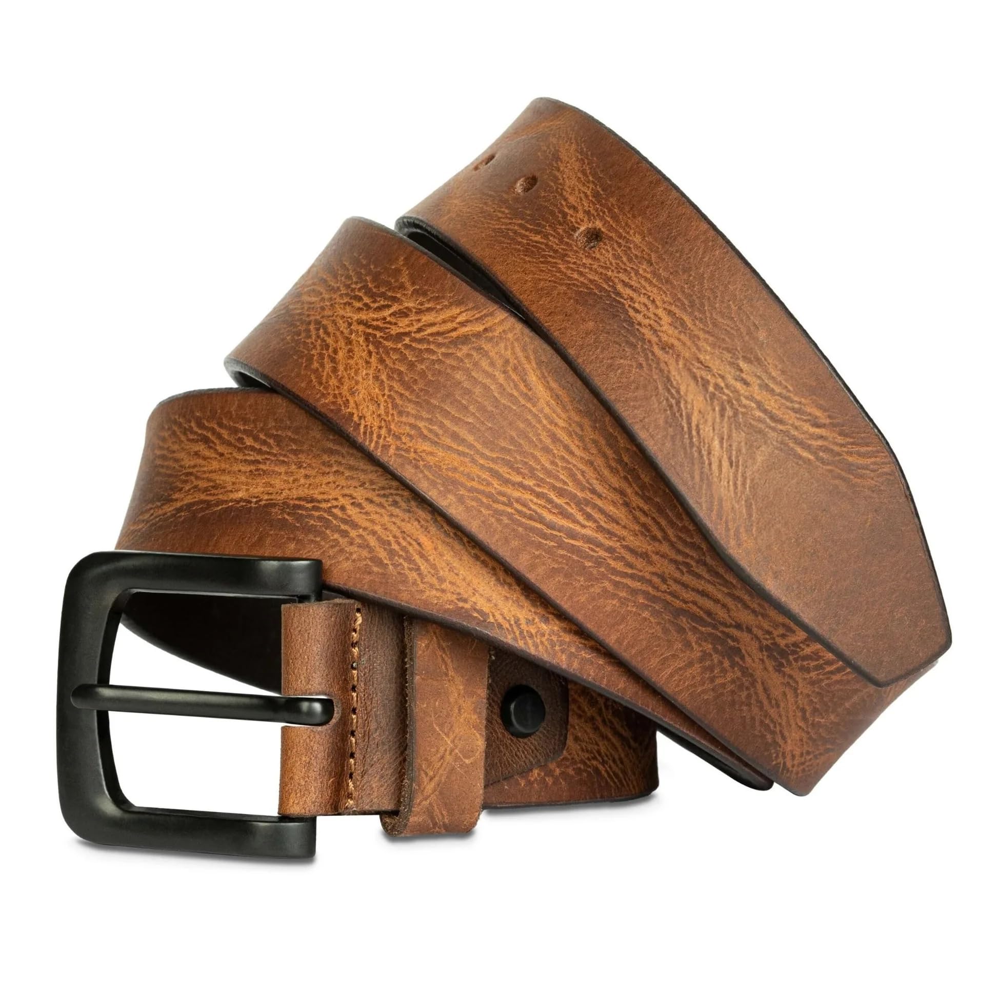 STAN Full Grain Leather Belt for Men | Casual & Everyday Wear | Hand-Finished Pure Leather | 3.5mm Thick | 1.5" Width | Matte Black Buckle-picture-49
