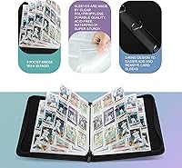 Vista 3 de 9 Pockets Trading Card Binder with Sleeves Card Organizer, 900 Double Sided Pocket PU Card Collection Binder, Baseball Binder,for Sports Card, MTG