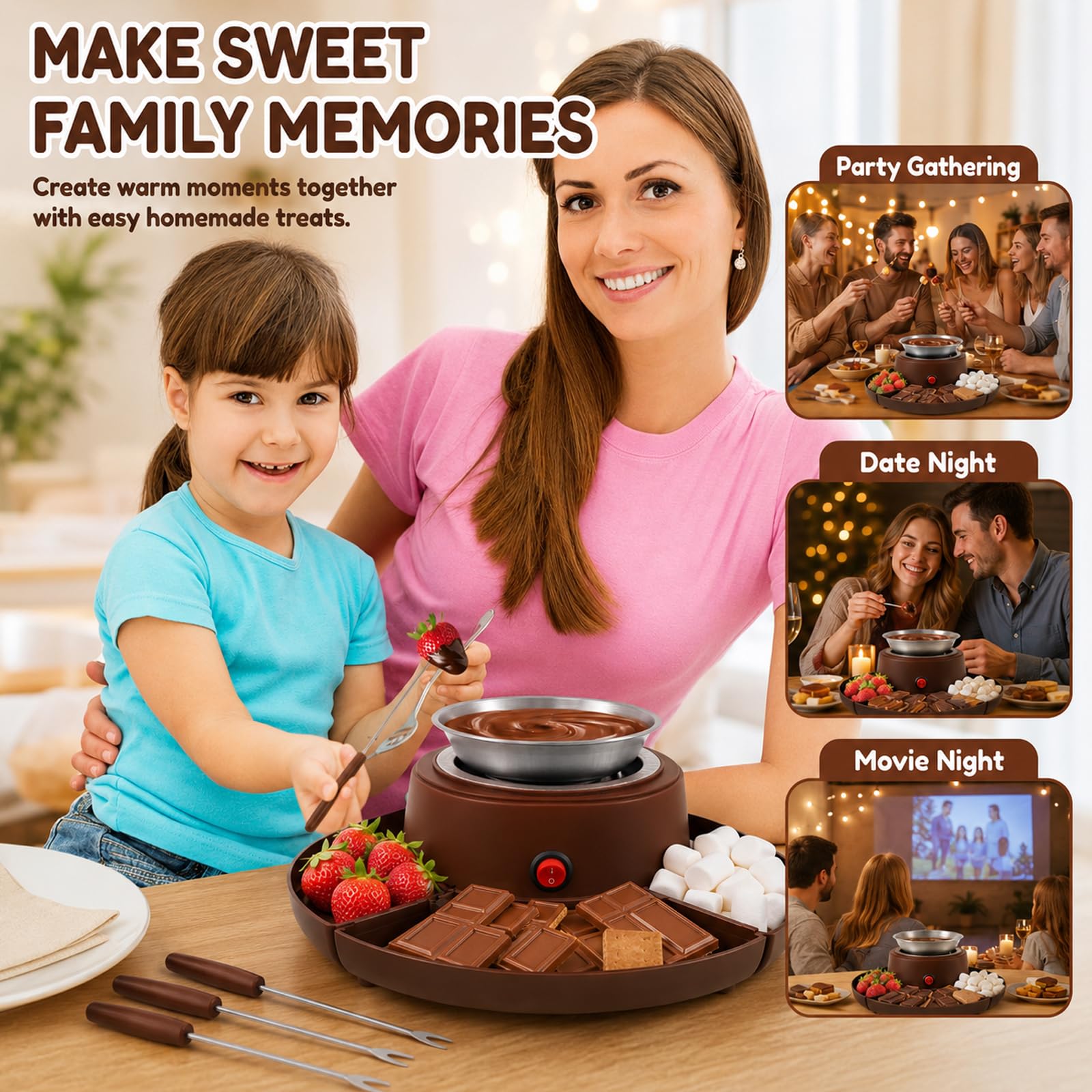 Set 2 en 1 de S'Mores y Fondue, Tostador sin Llama con 4 Tenedores