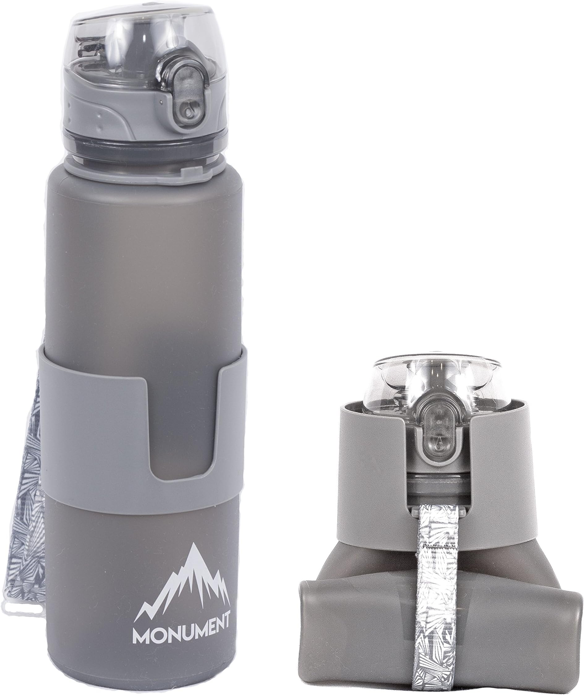 Monument Collapsible Water Bottle - One Touch Cap - BPA Free Silicone, 22 Ounces Great for: Hiking, Camping, Traveling, Biking, Cycling, Yoga, Climbing, Snowboarding, Skiing, Surfing