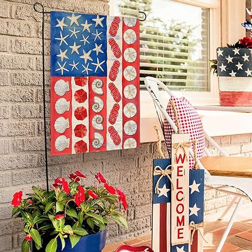 Miniatura 4 de AVOIN colorlife Bandera de jardín del 4 de julio de 12 x 18 pulgadas de doble cara exterior, Día de la Independencia, patriótica de verano,