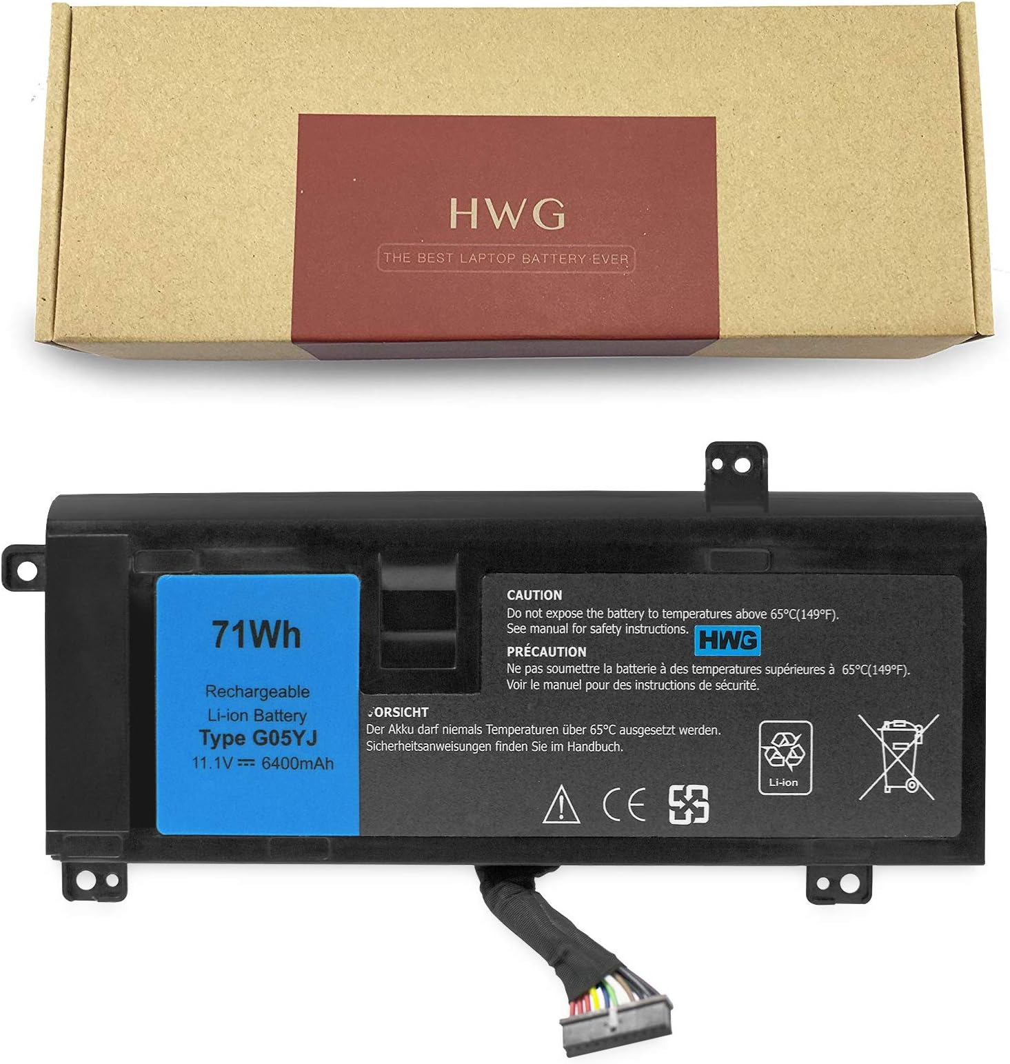 iHWG G05YJ Battery (6-Cell) For DELL Alienware 14 A14 M14X R3 R4 Series Alienware 14D-1528 Alienware G05YJ 0G05YJ Y3PN0 8X70T(11.1V 71Wh)