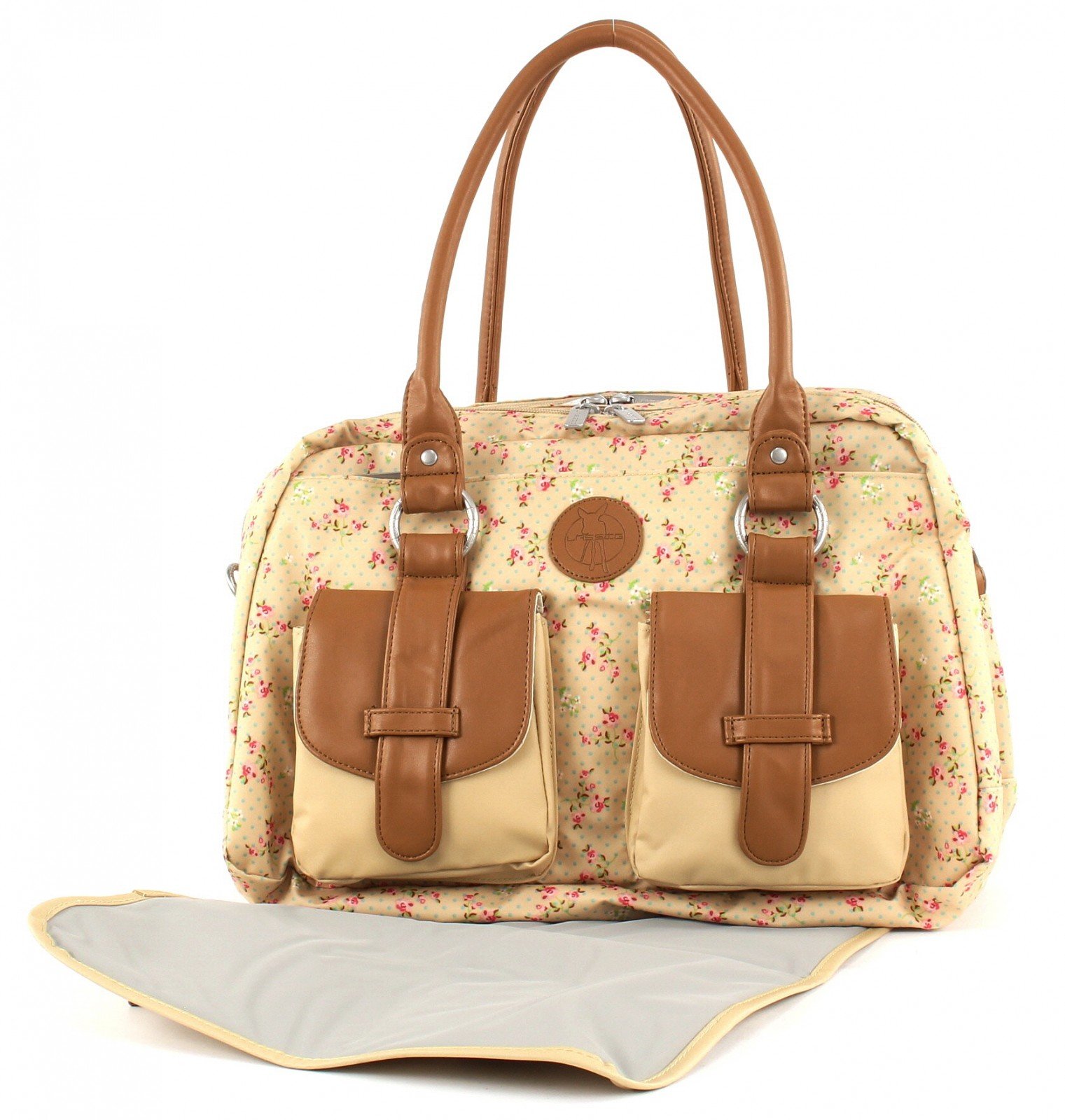 LÄSSIG Baby Wickeltasche Babytasche Kliniktasche Stylische Tasche Mama inkl. Wickelzubehör/Vintage Mero Bag, Rosebud Fairytales