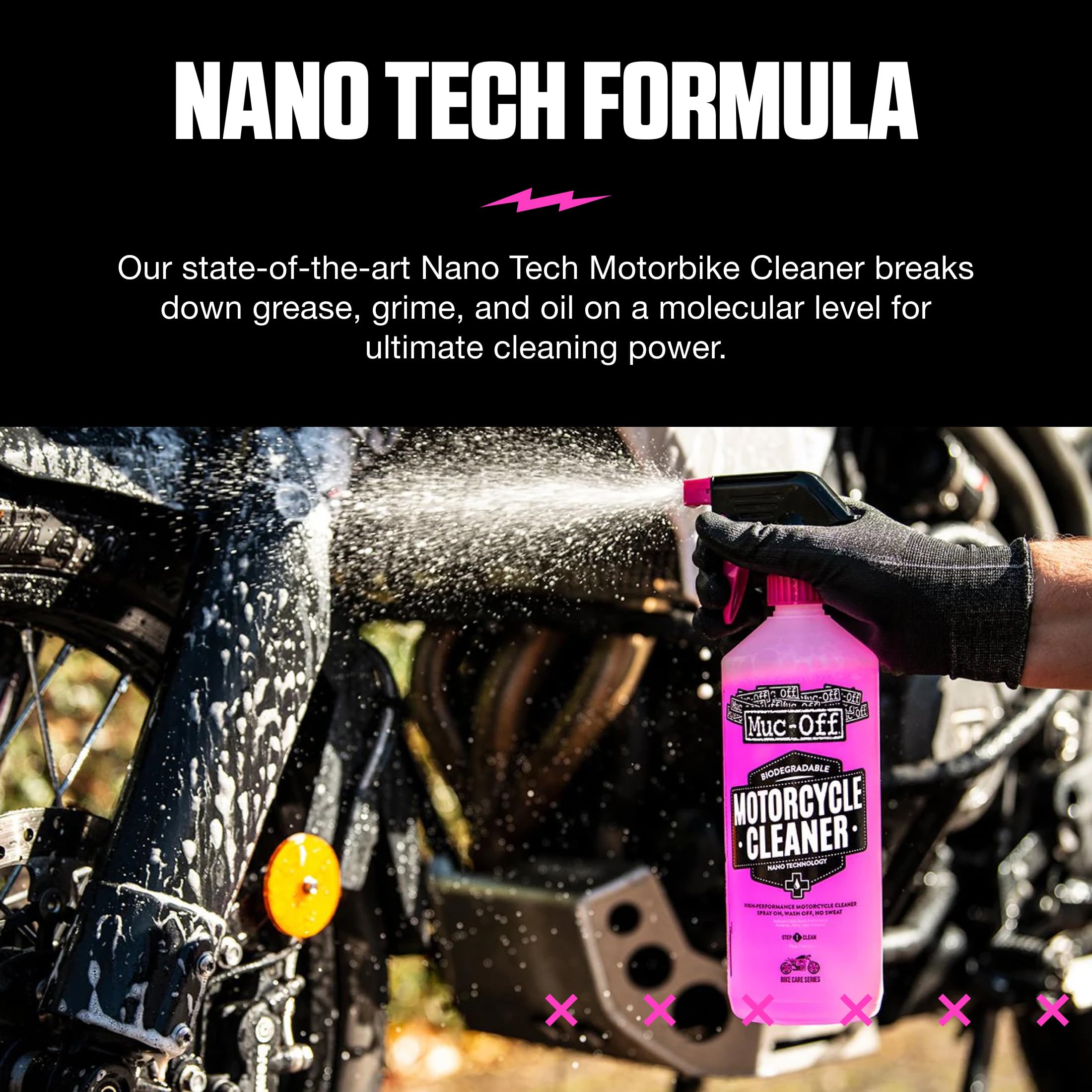 Muc-Off Kit Nettoyage Moto Contenant Deux Produits - Nettoyant Moto et Protection Moto - Kit Entretien Moto Comprenant 1 Litre de Nettoyant Moto et 500 ml de Spray Protecteur Moto