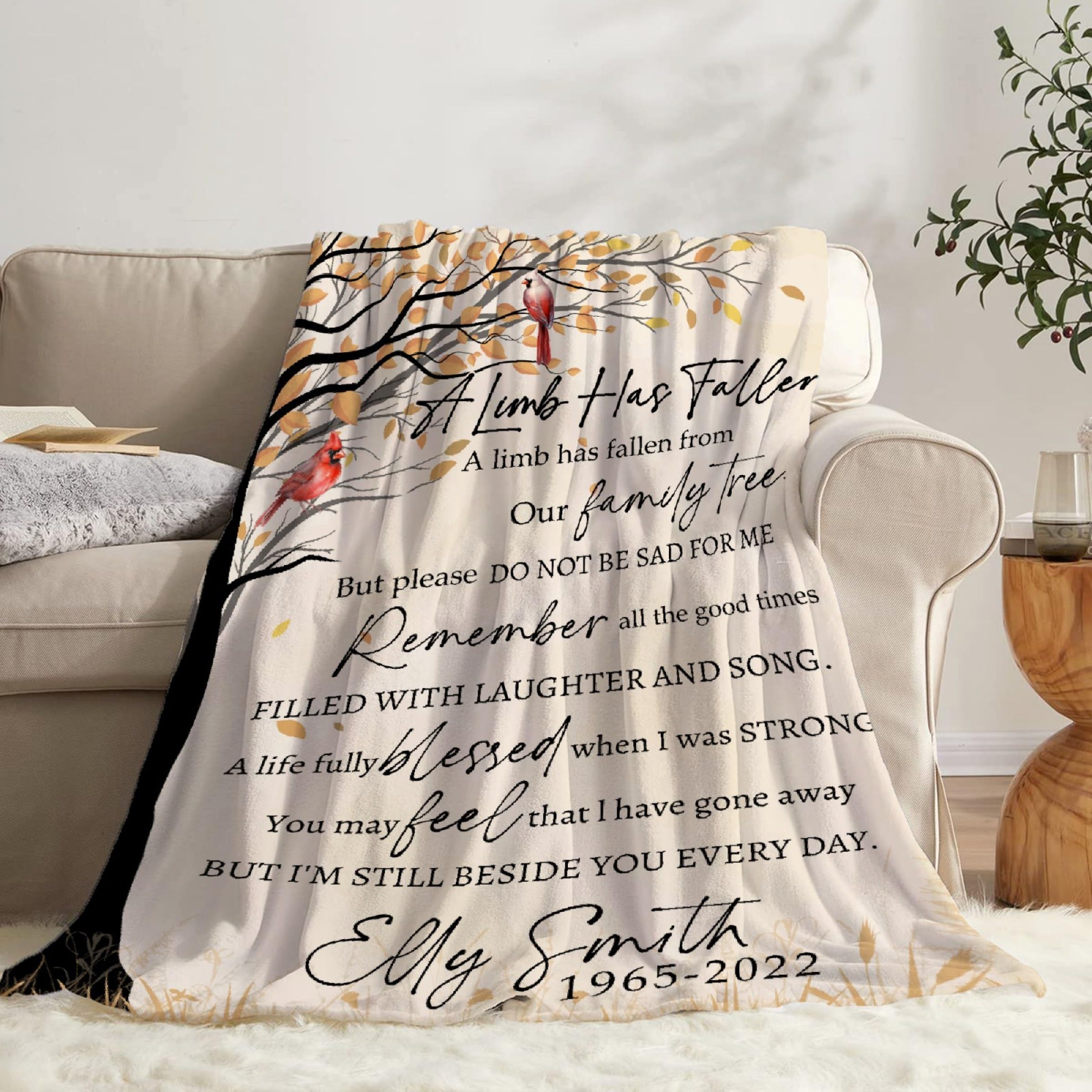 Todeyya Memory Gifts, Memorial Cardinals Blanket Sympathy Gifts, Gift for Loss of Mother Father, in Loving Memory Throw Blanket 120
