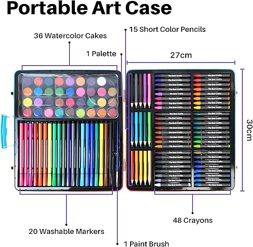 Miniatura 2 de TBC The Best Crafts Kit de pintura (juego de 132 piezas, estuche de hierro), suministros de pintura, kit de arte incluye juego de pintura de