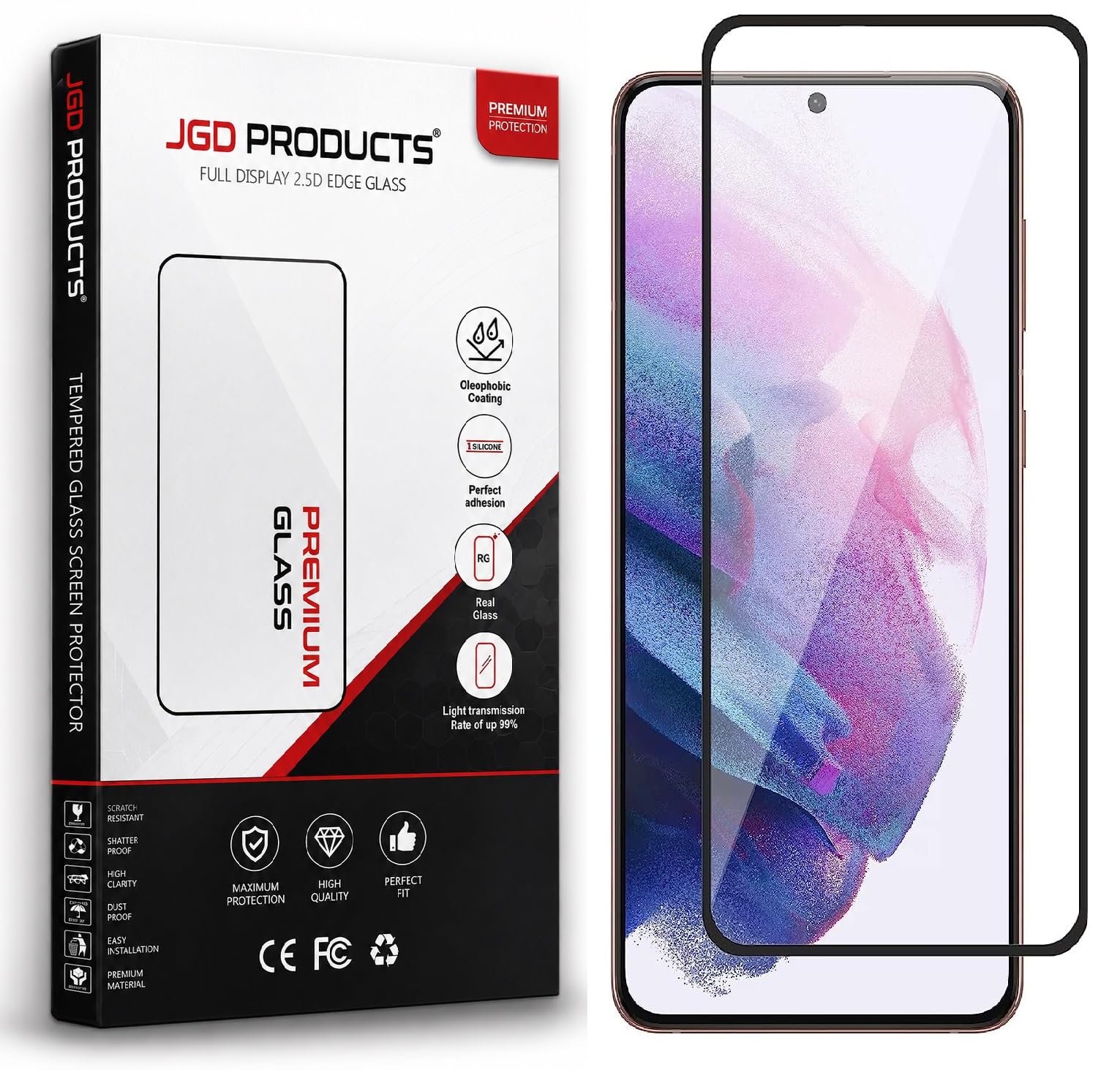 JGD PRODUCTS 100% Fingerprint Unlock Military-Grade Gorilla Tempered Glass for Samsung Galaxy S21 5G with Edge to Edge Coverage - Case Friendly, Anti-scratch and Bubble free With installation kit-picture-21