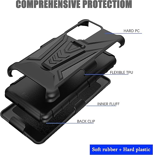 Miniatura 3 de Asuwish Funda de teléfono para Samsung Galaxy A03s, versión de EE. UU. 5G 2022 con clip para cinturón, soporte híbrido, resistente, resistente,