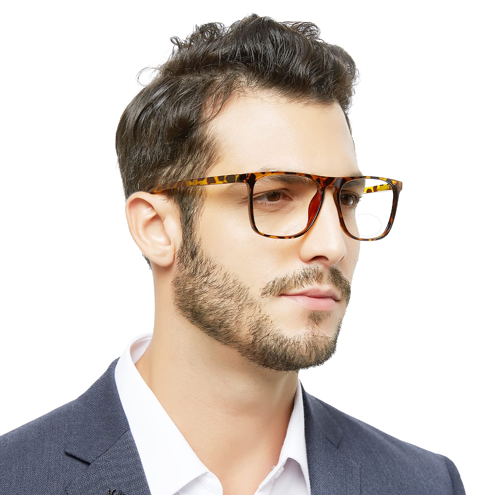 OCCI CHIARI Men's Bifocals Blue Light Glasses 3.5 Large Bifocal Glasses for Men, Brown Tortoiseshell, XL