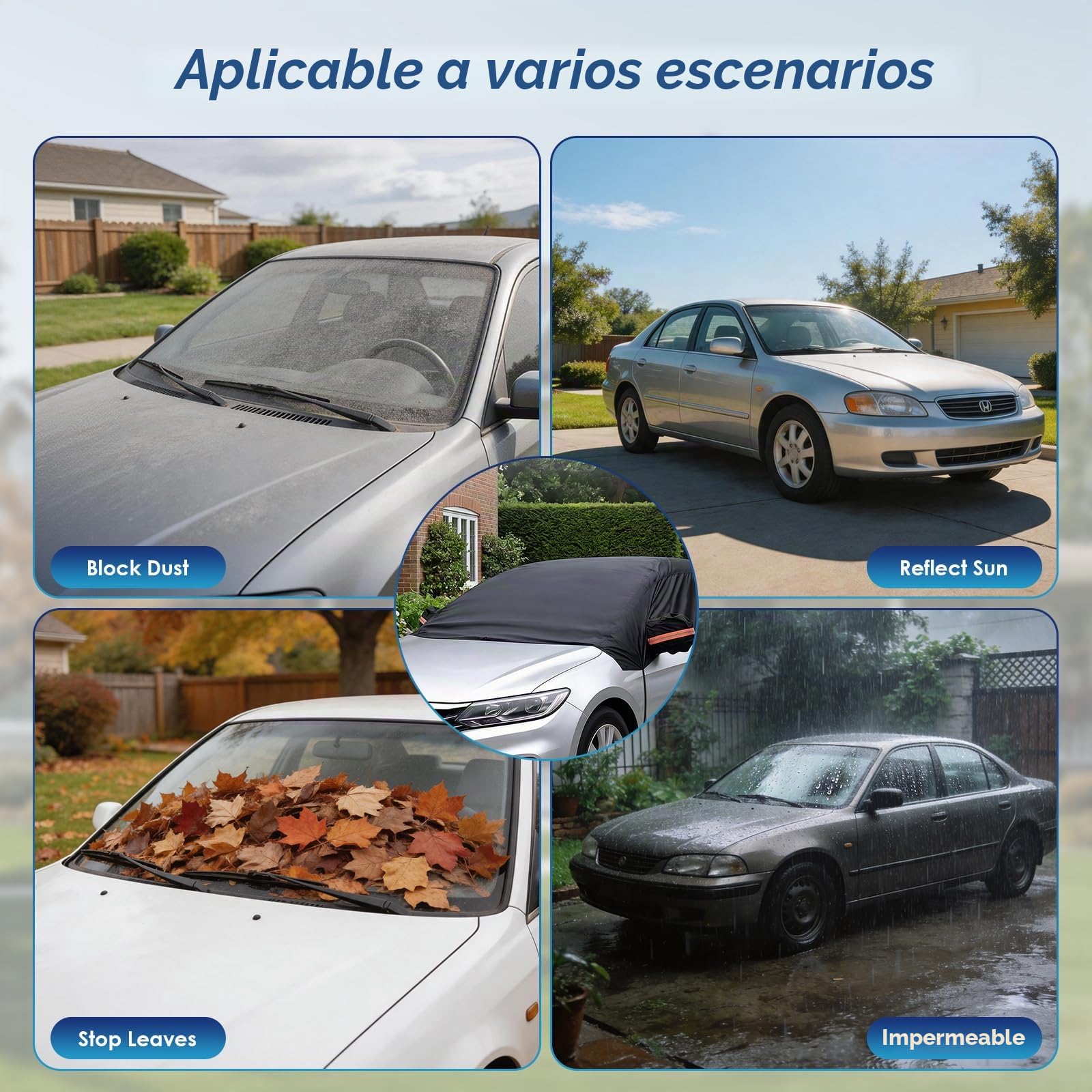 Ninonly Funda Coche Exterior 210D Universal Funda for Coche Impermeable Protección contra Todo Tipo de Clima Protege del Sol,la Lluvia,el Polvo y Las Hojas