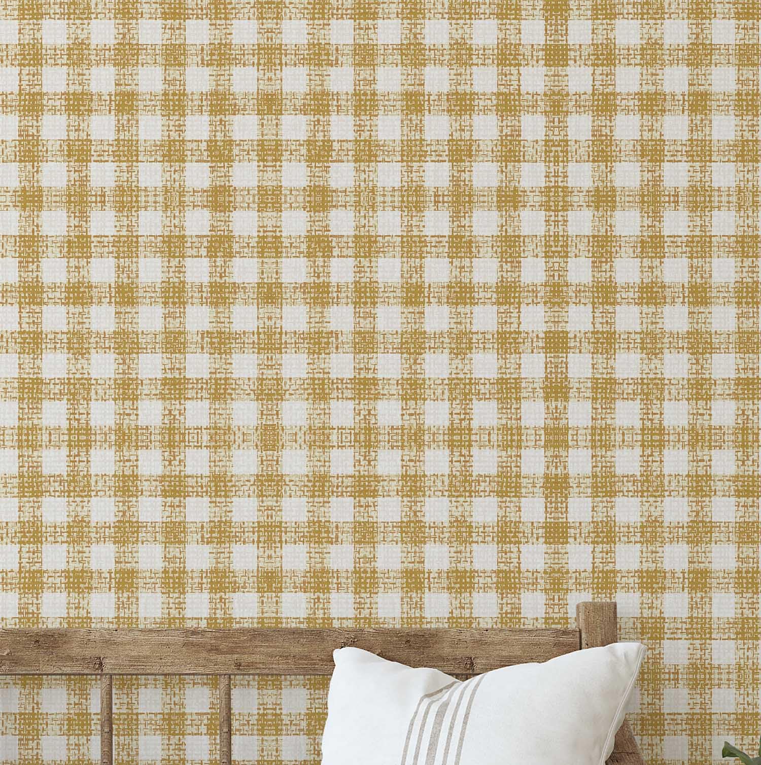 Papier Peint À Carreaux Jaune Pour Illuminer Votre Salon Et Chambre